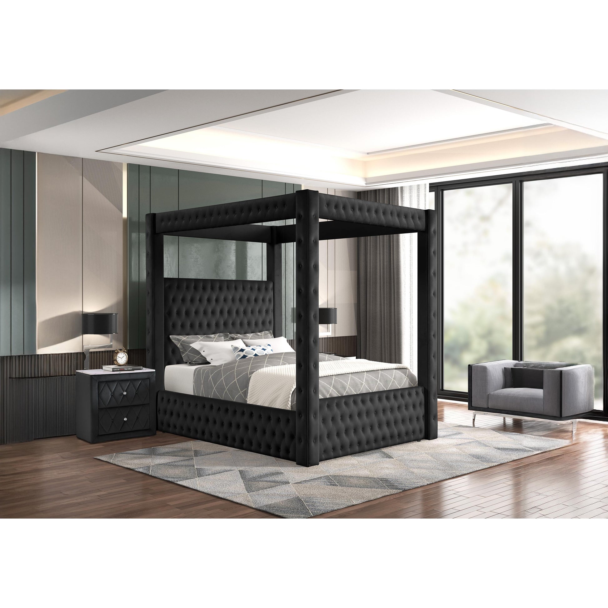  Size_King  -- Crown Mark Annabelle Upholstered Canopy Bed IMAGE 4