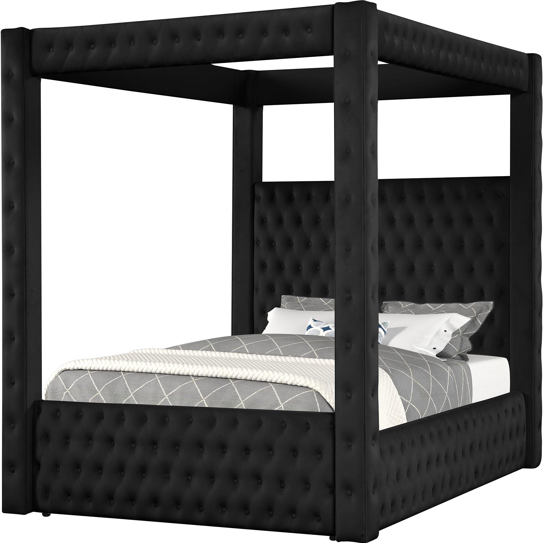  Size_Queen  -- Annabelle 5114BK-Q Queen Canopy Bed - Black IMAGE 1