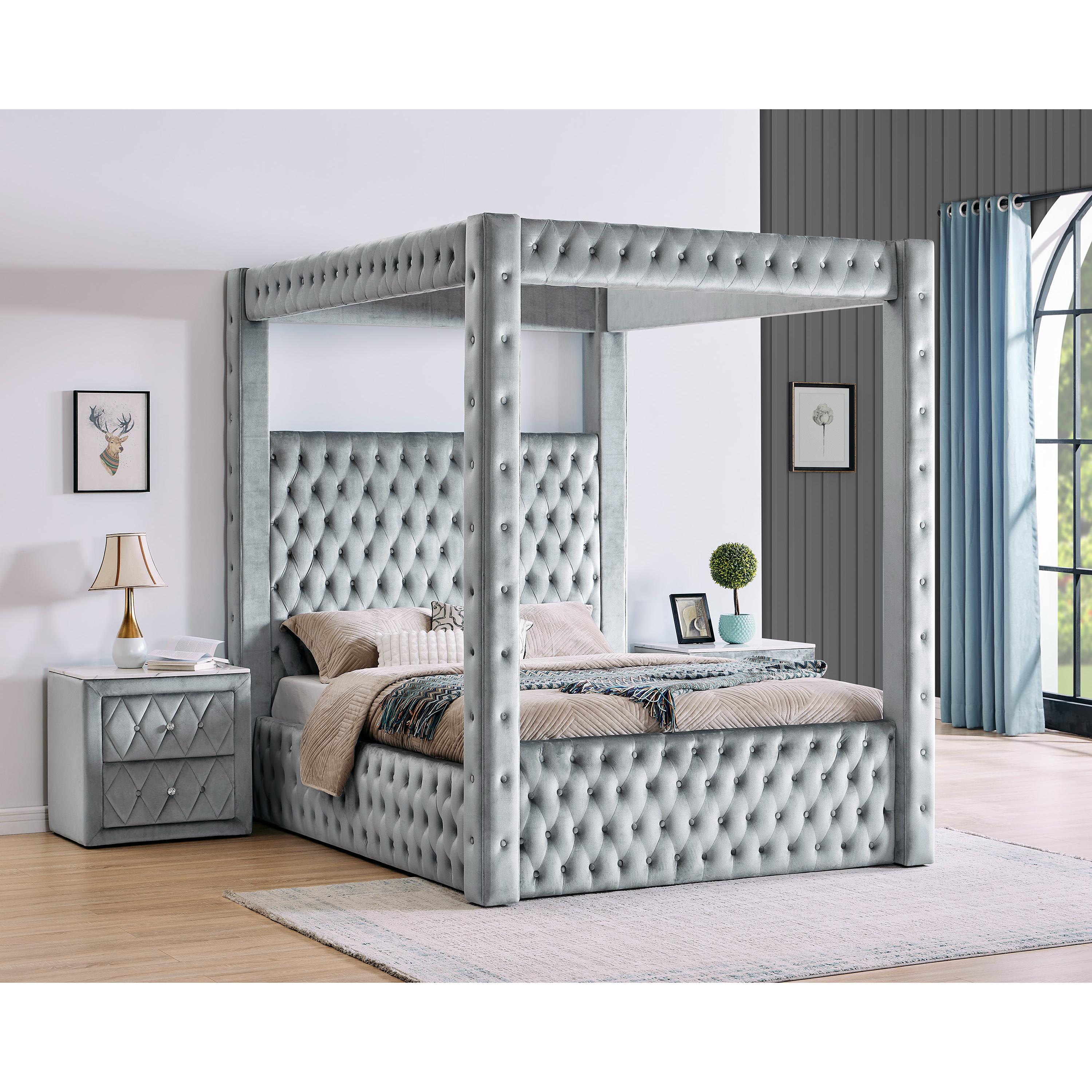  Crown Mark Annabelle 5114GY-Q Queen Canopy Bed - Grey IMAGE 3