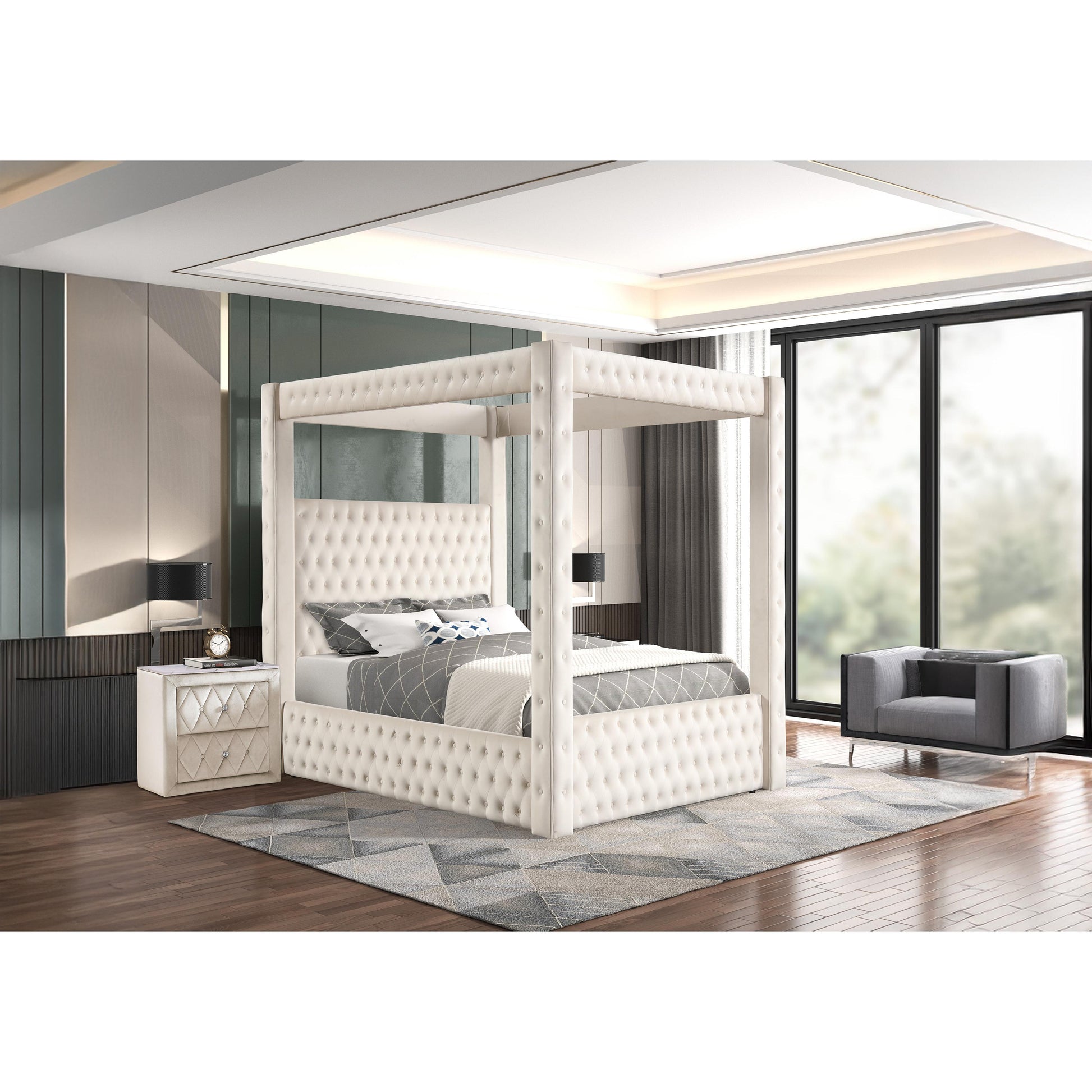  Crown Mark Annabelle 5114IV-Q Queen Canopy Bed - Ivy IMAGE 4