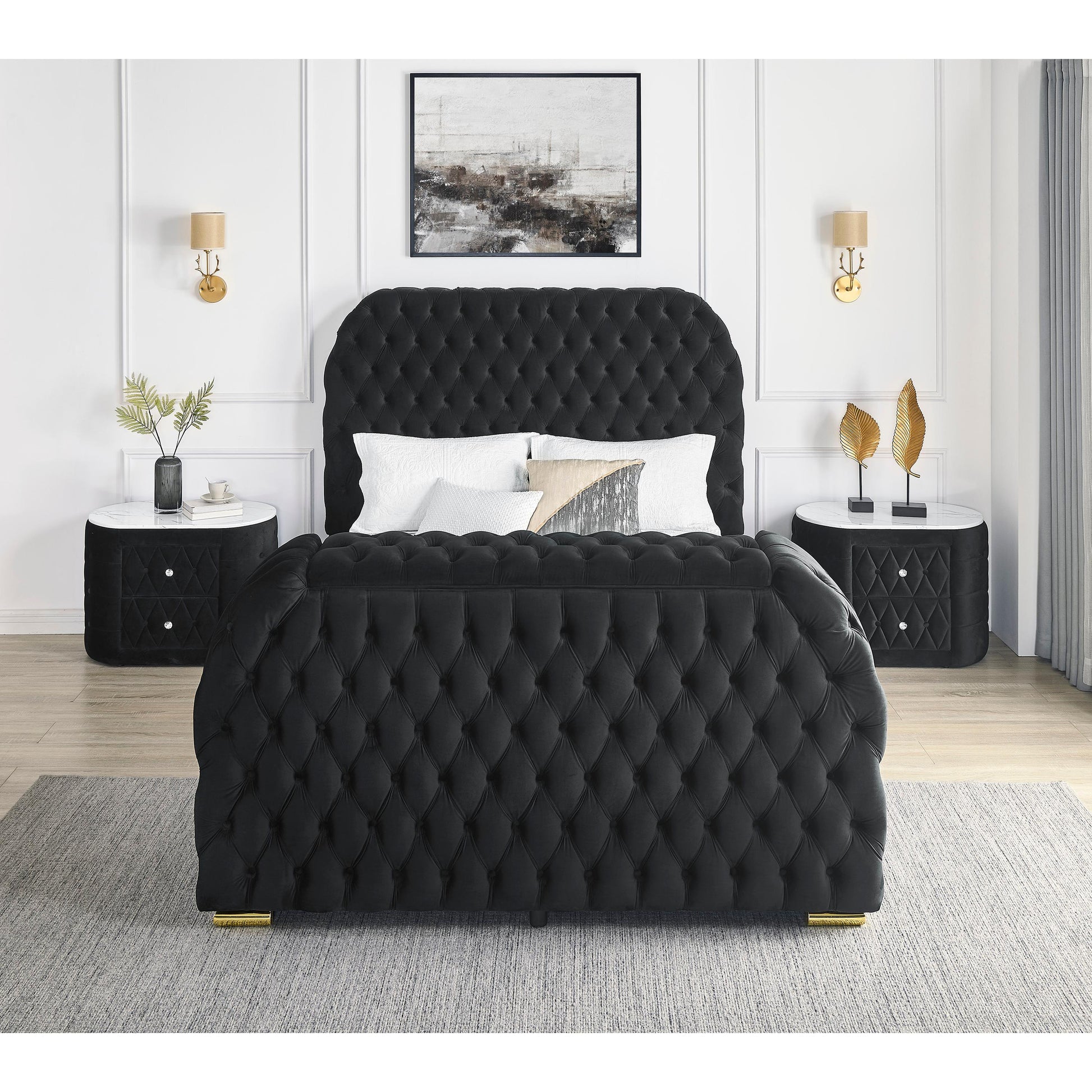  Size_Queen  -- Natalia 5115BK-Q Queen Bed with Fireplace and TV Lift - Black IMAGE 4