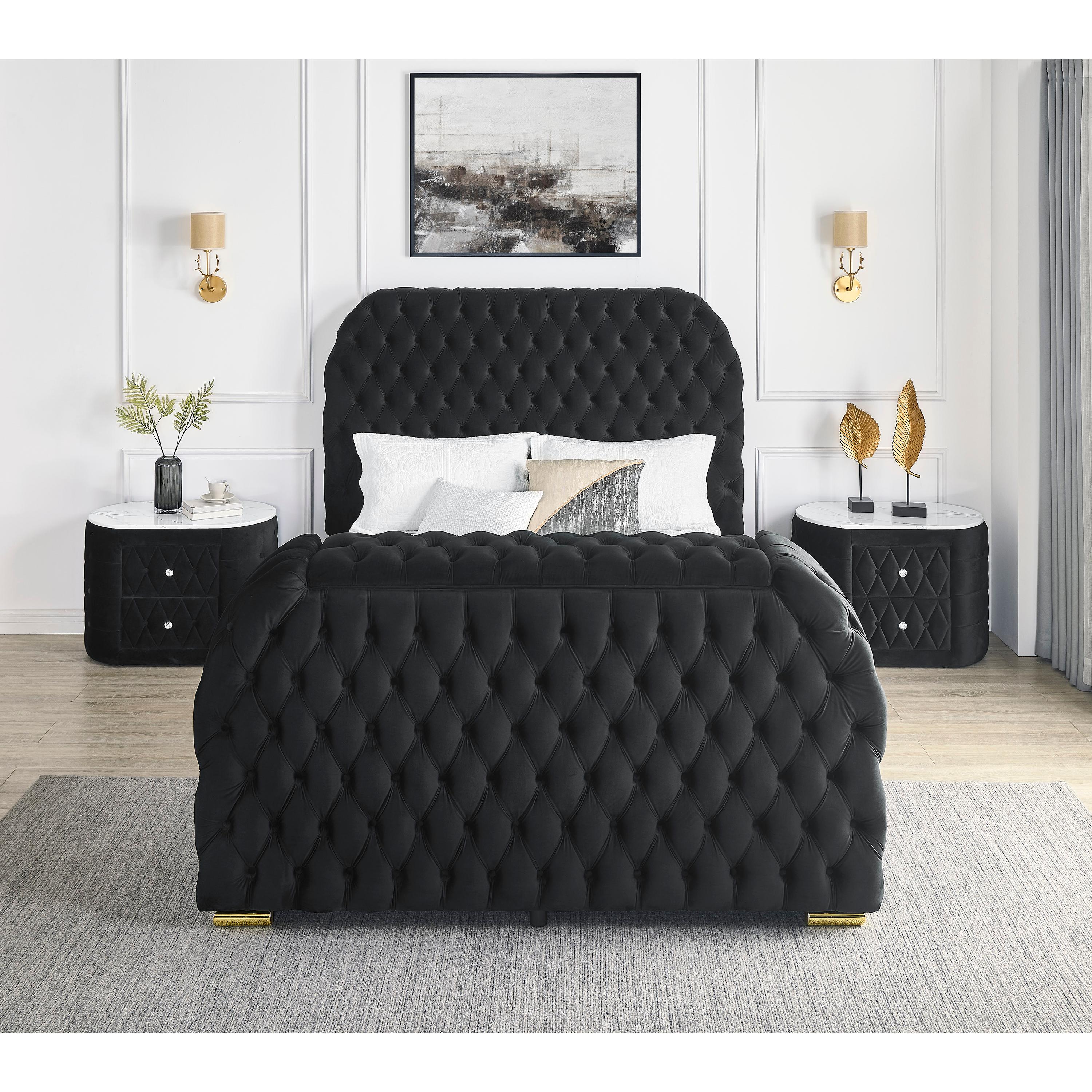  Size_Queen  -- Natalia 5115BK-Q Queen Bed with Fireplace and TV Lift - Black IMAGE 4