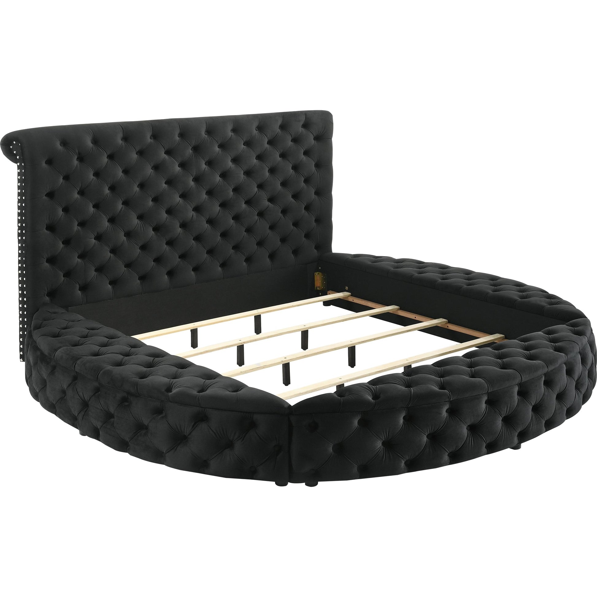  Size_King  -- Crown Mark Brigitte Upholstered Panel Bed with Storage IMAGE 3