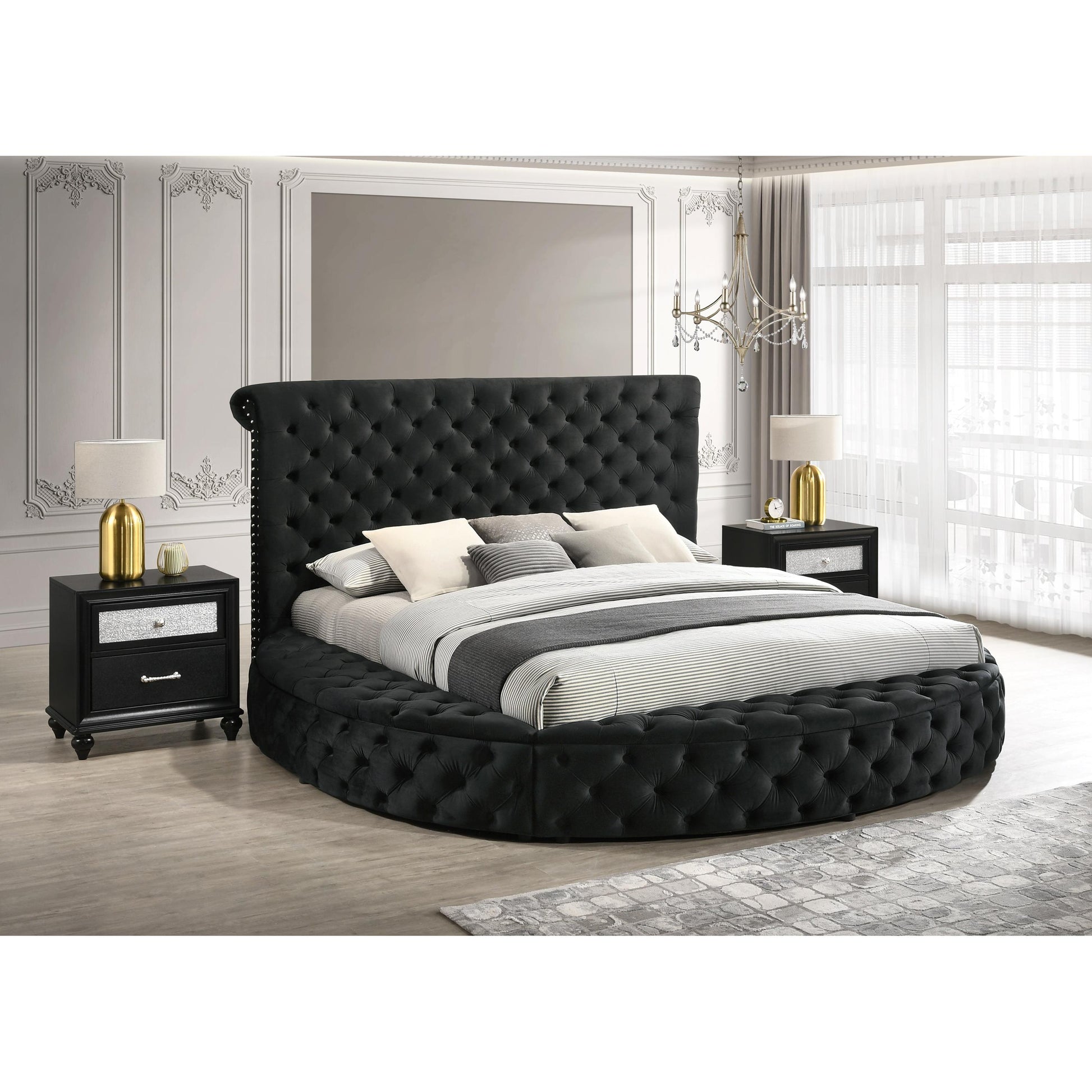  Size_King  -- Crown Mark Brigitte Upholstered Panel Bed with Storage IMAGE 4