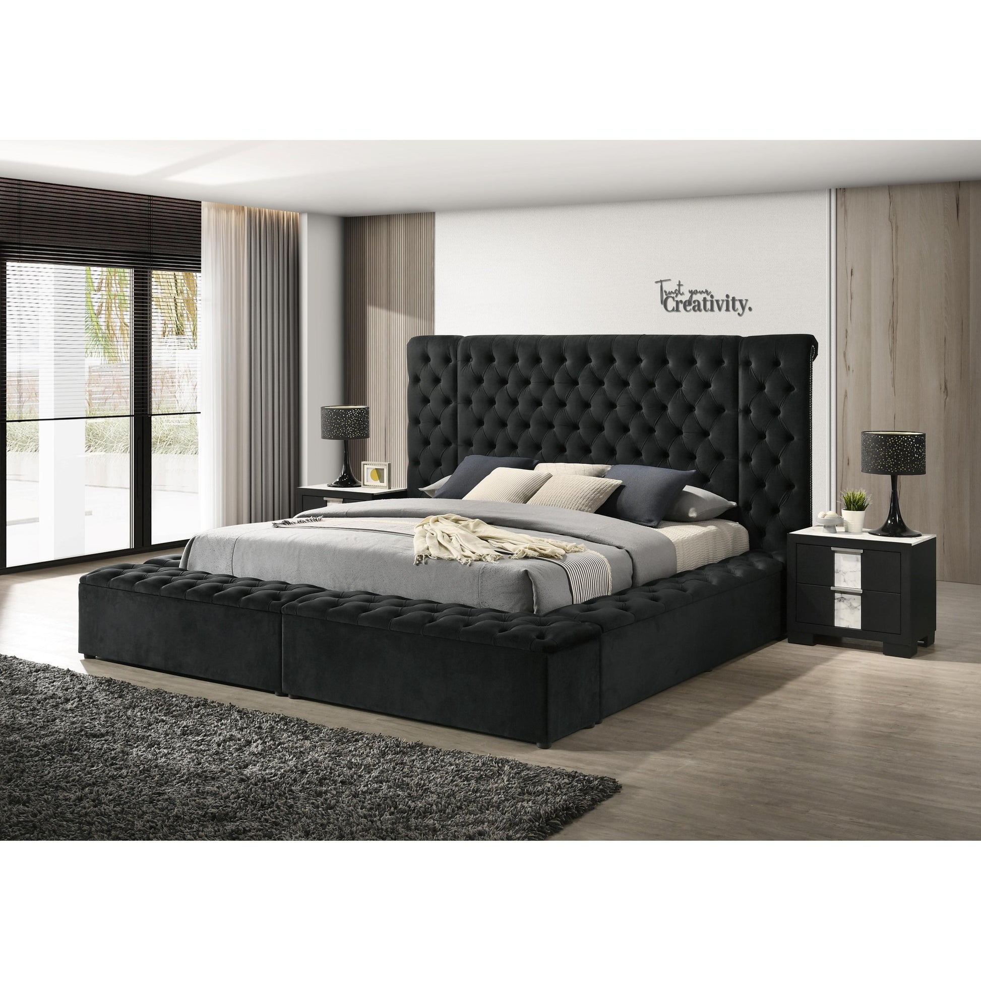  Size_Queen  -- Liliana 5203BK-Q Queen Bed - Black IMAGE 5