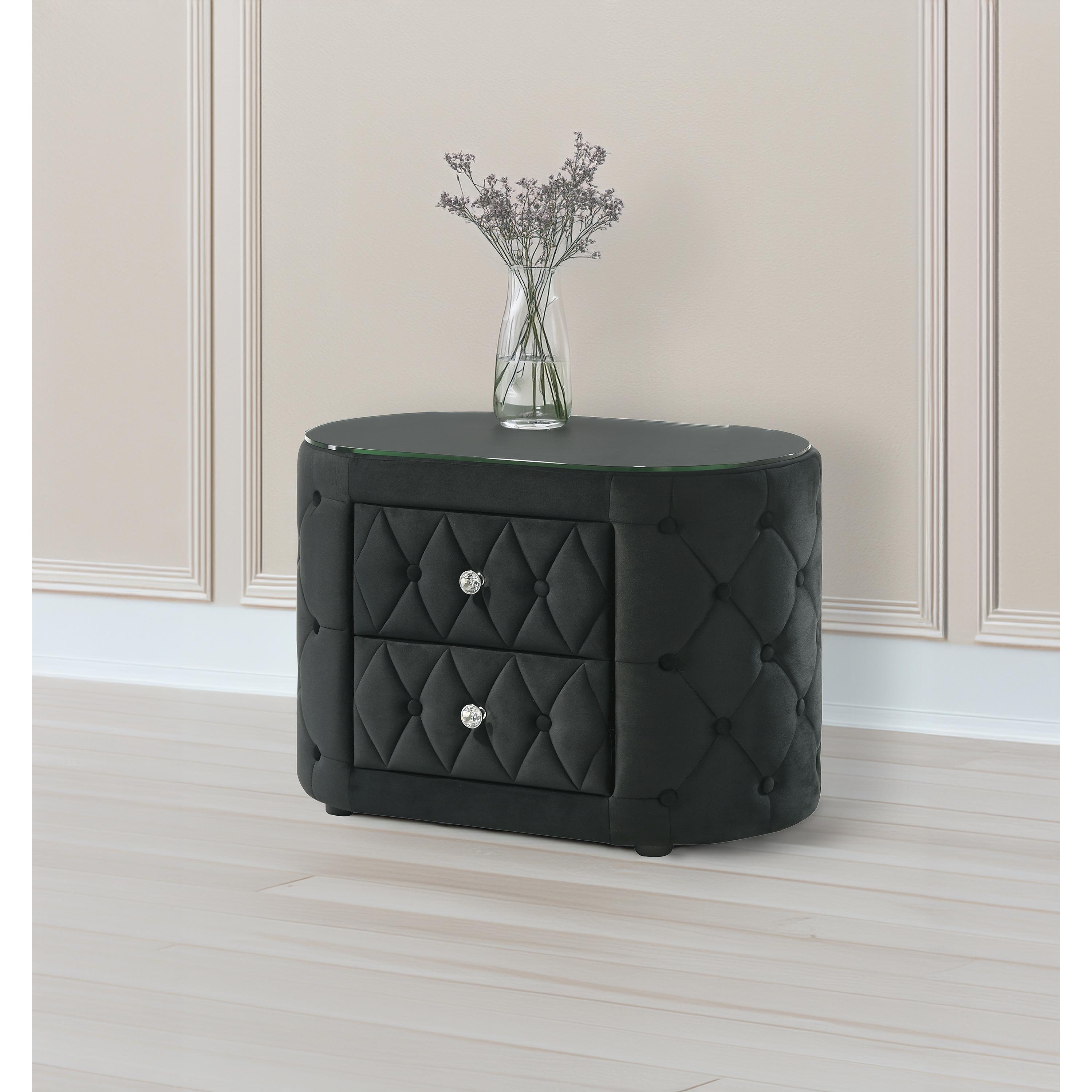  Crown Mark Voltare 5212BK-2 Nightstand - Black IMAGE 2