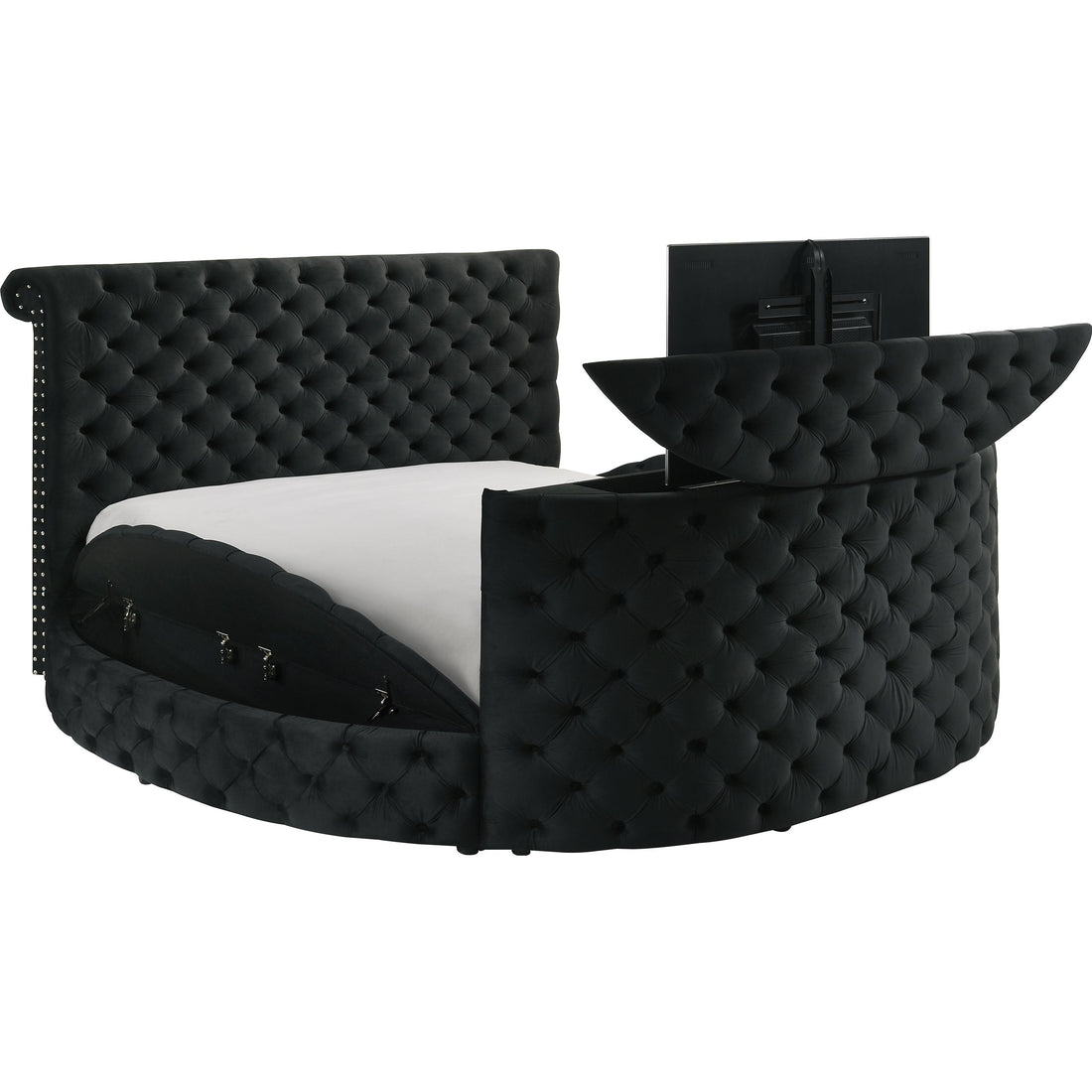  Crown Mark Voltare 5212BK-Q Queen Bed with Fireplace & TV Lift - Black IMAGE 1