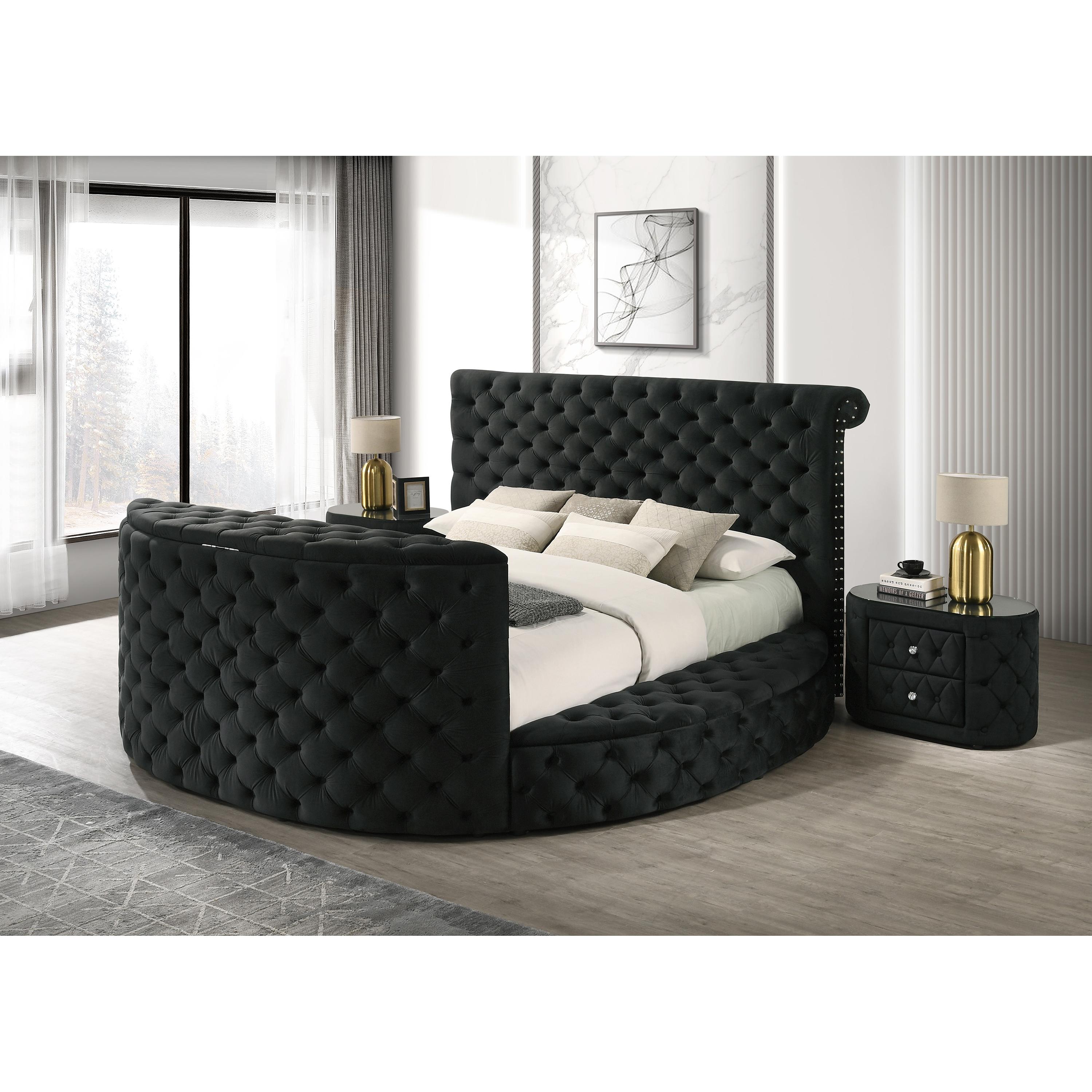  Crown Mark Voltare 5212BK-Q Queen Bed with Fireplace & TV Lift - Black IMAGE 4