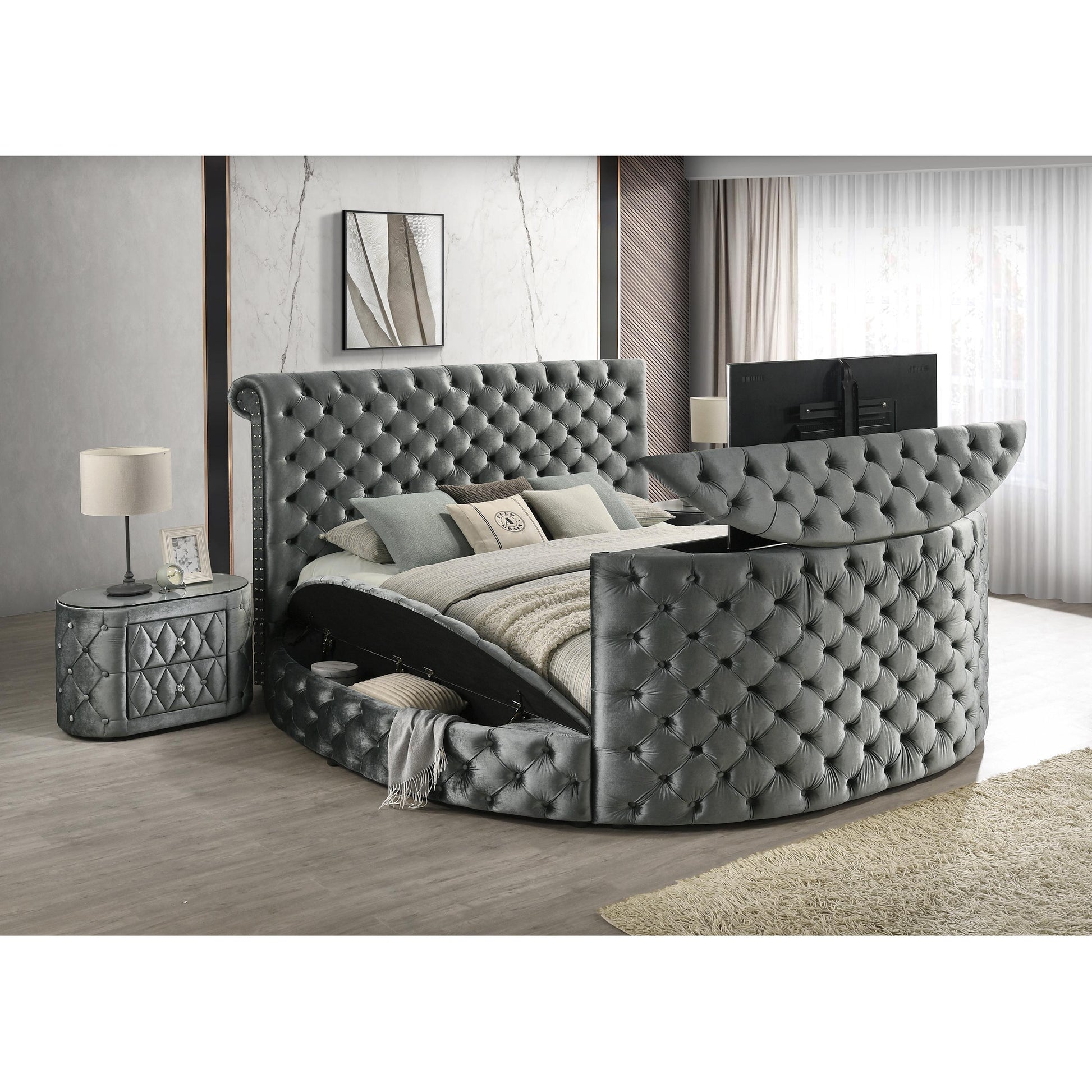  Size_King  -- Voltare Upholstered Panel Bed with Storage IMAGE 5
