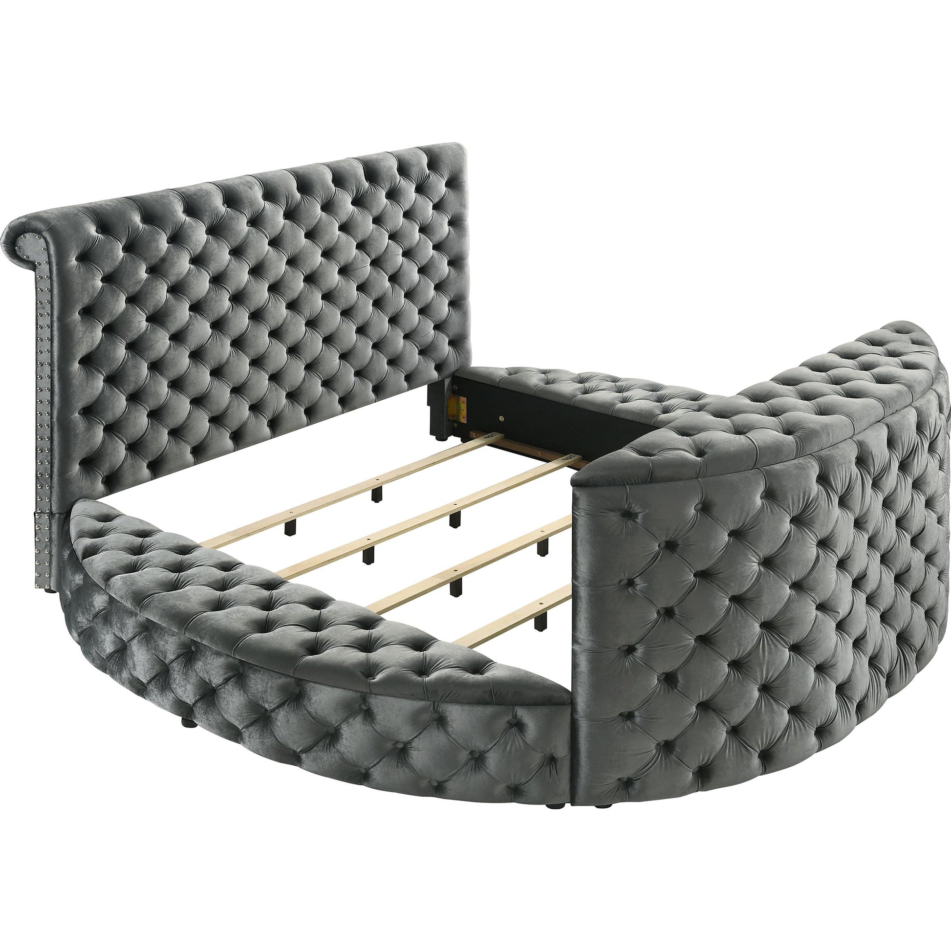  Size_Queen  -- Voltare 5212GY-Q Queen Bed with Fireplace & TV Lift - Grey IMAGE 3