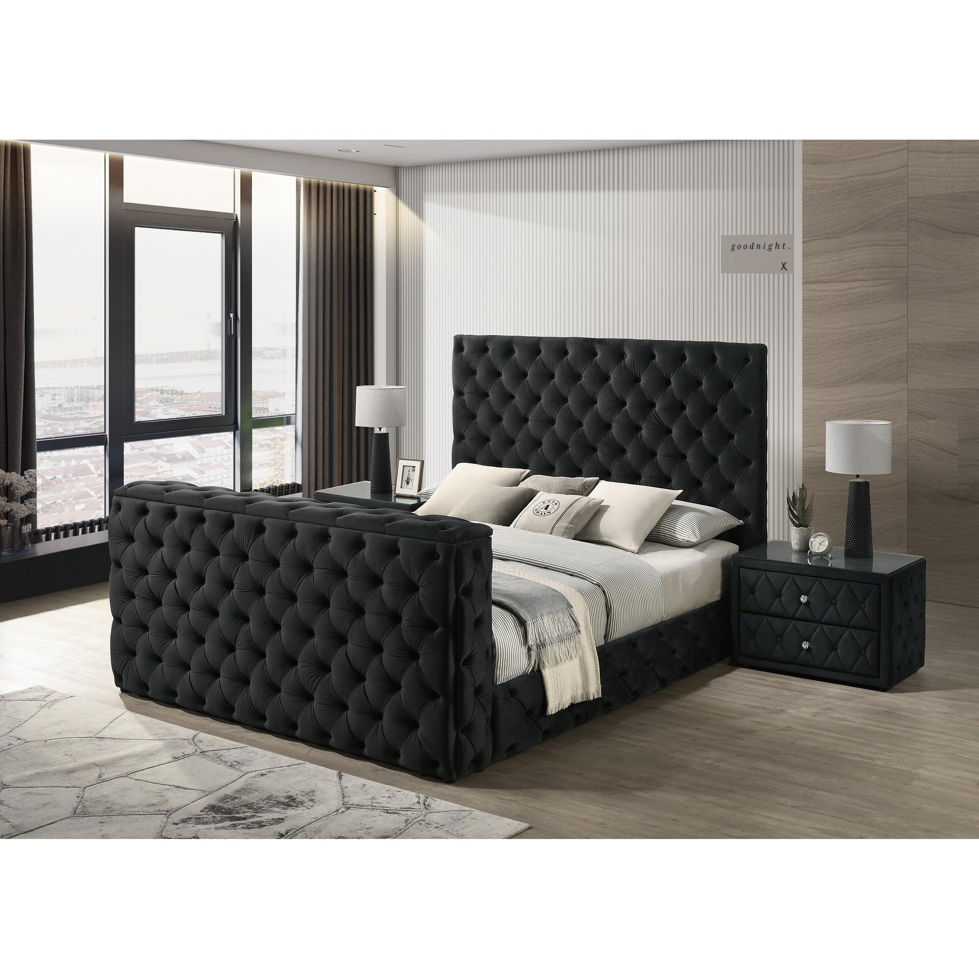  Size_King  -- Crown Mark Josephine Upholstered Panel Bed IMAGE 4