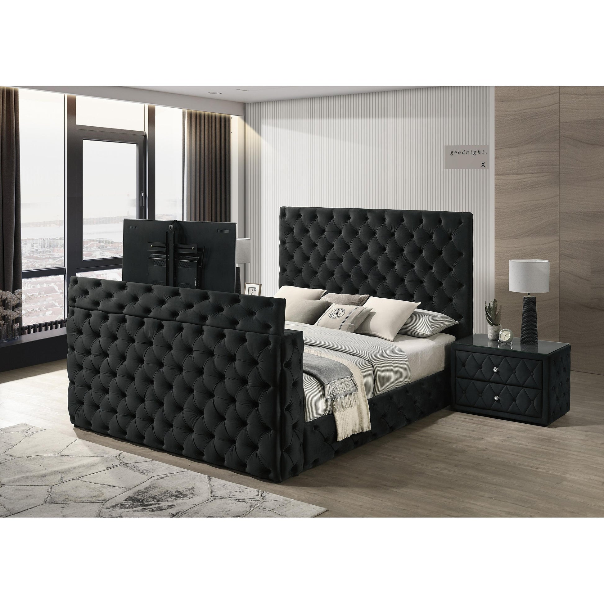  Size_King  -- Crown Mark Josephine Upholstered Panel Bed IMAGE 5