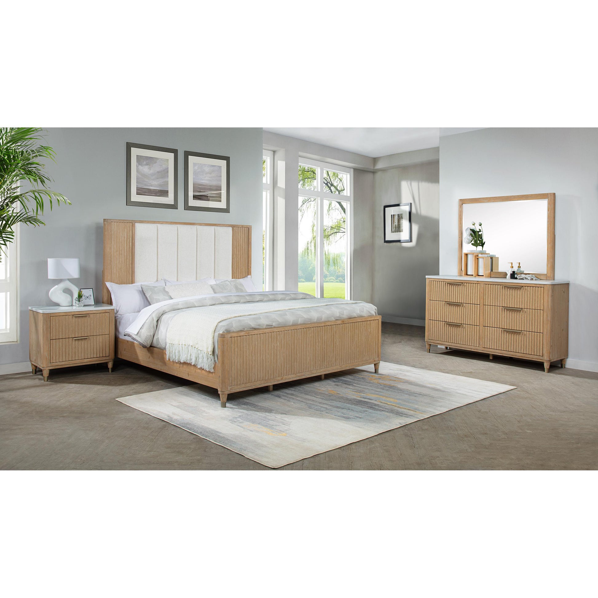  Size_Queen  -- Kara B1450-Q Queen Bed - Cerused Natural IMAGE 4