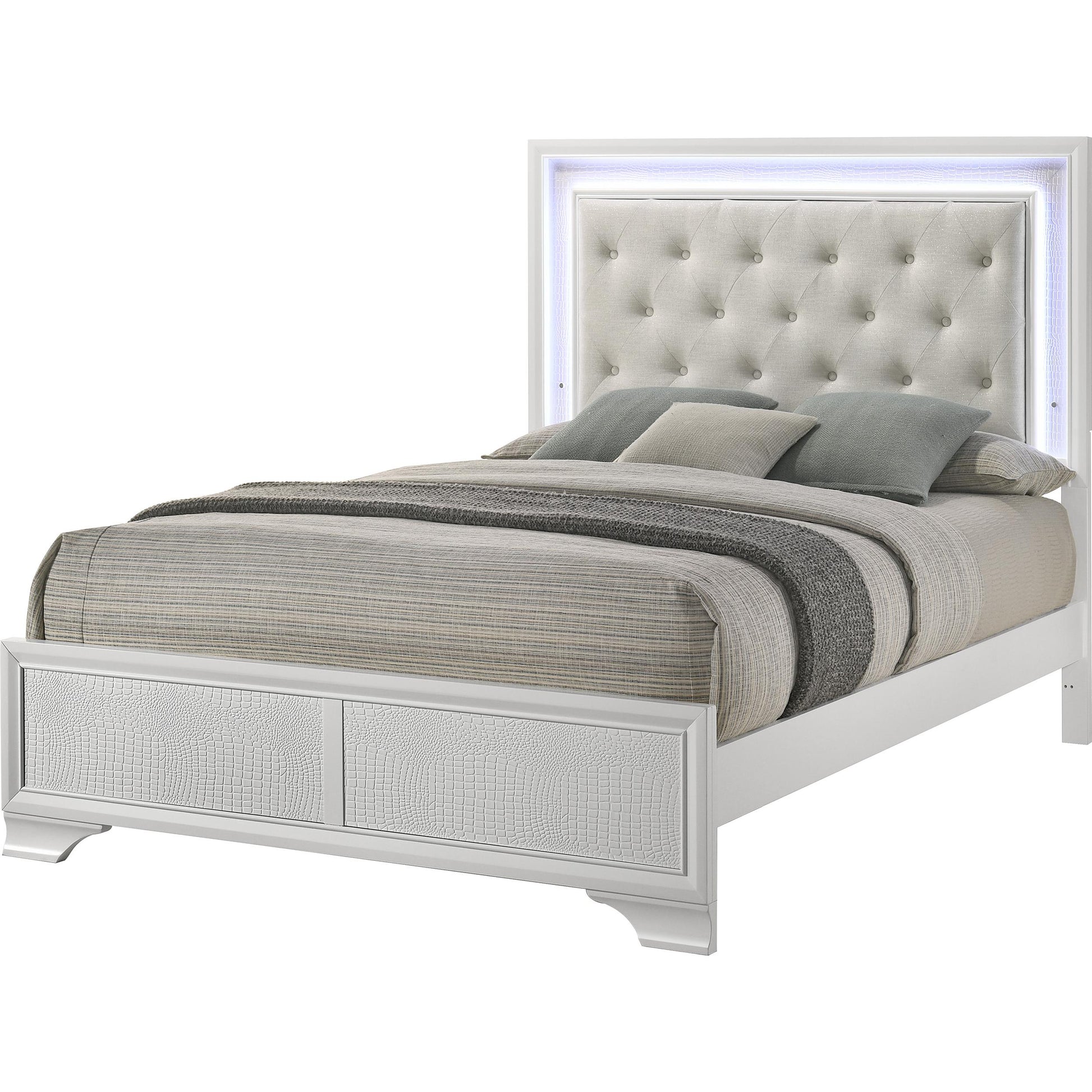  Size_Queen  -- Lyssa B4312-Q Queen Bed with LED - Oat/Frost IMAGE 1