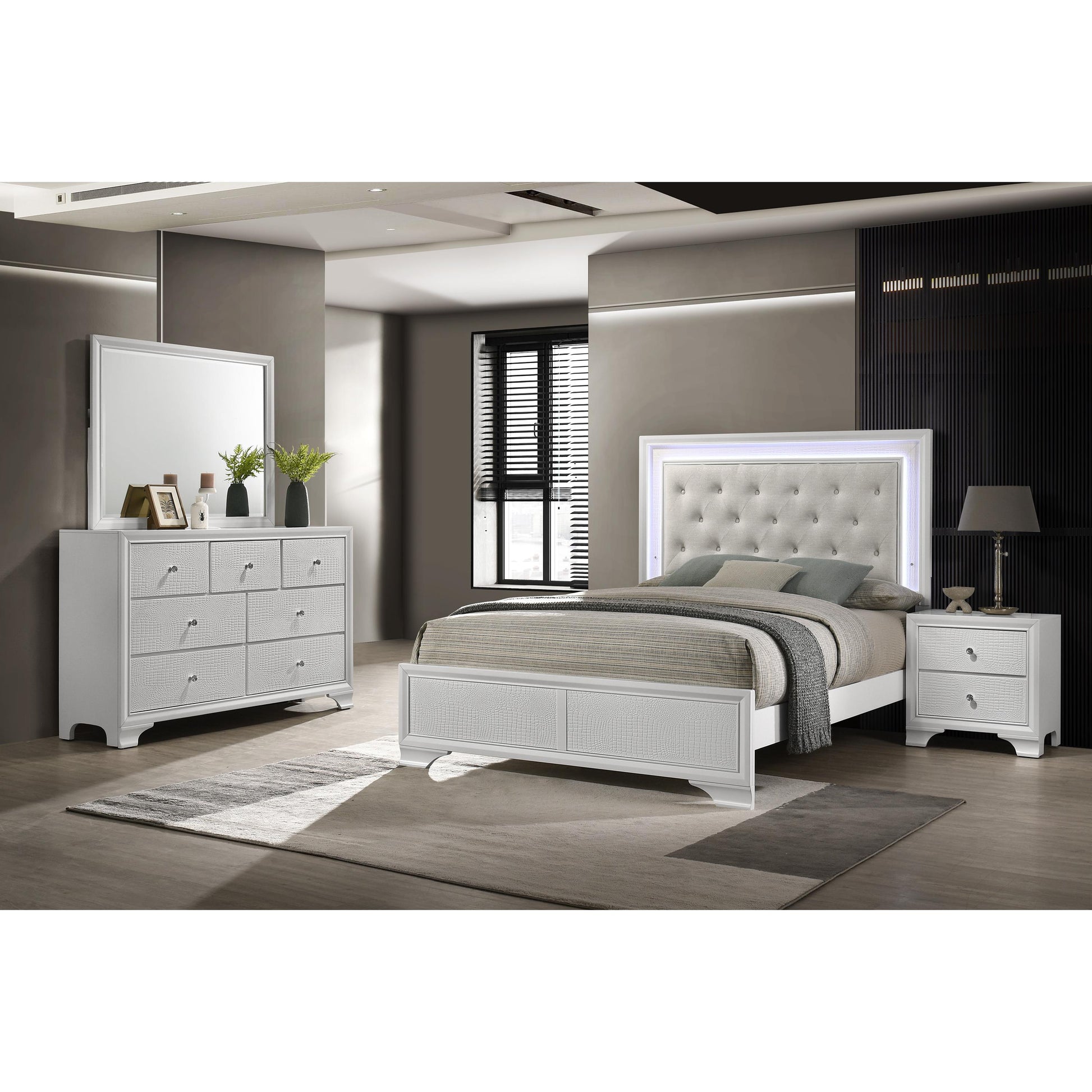 Size_Queen  -- Lyssa B4312-Q Queen Bed with LED - Oat/Frost IMAGE 4
