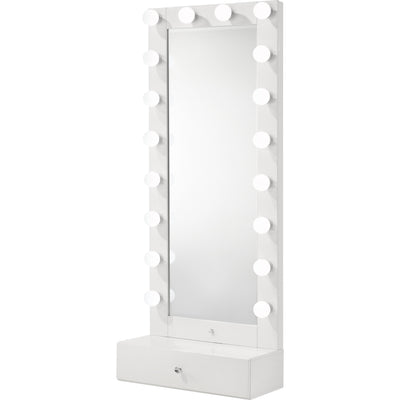  Crown Mark Luxo B4852WH-DB-SET Tall Lighted Vanity with Drawer - White IMAGE 1