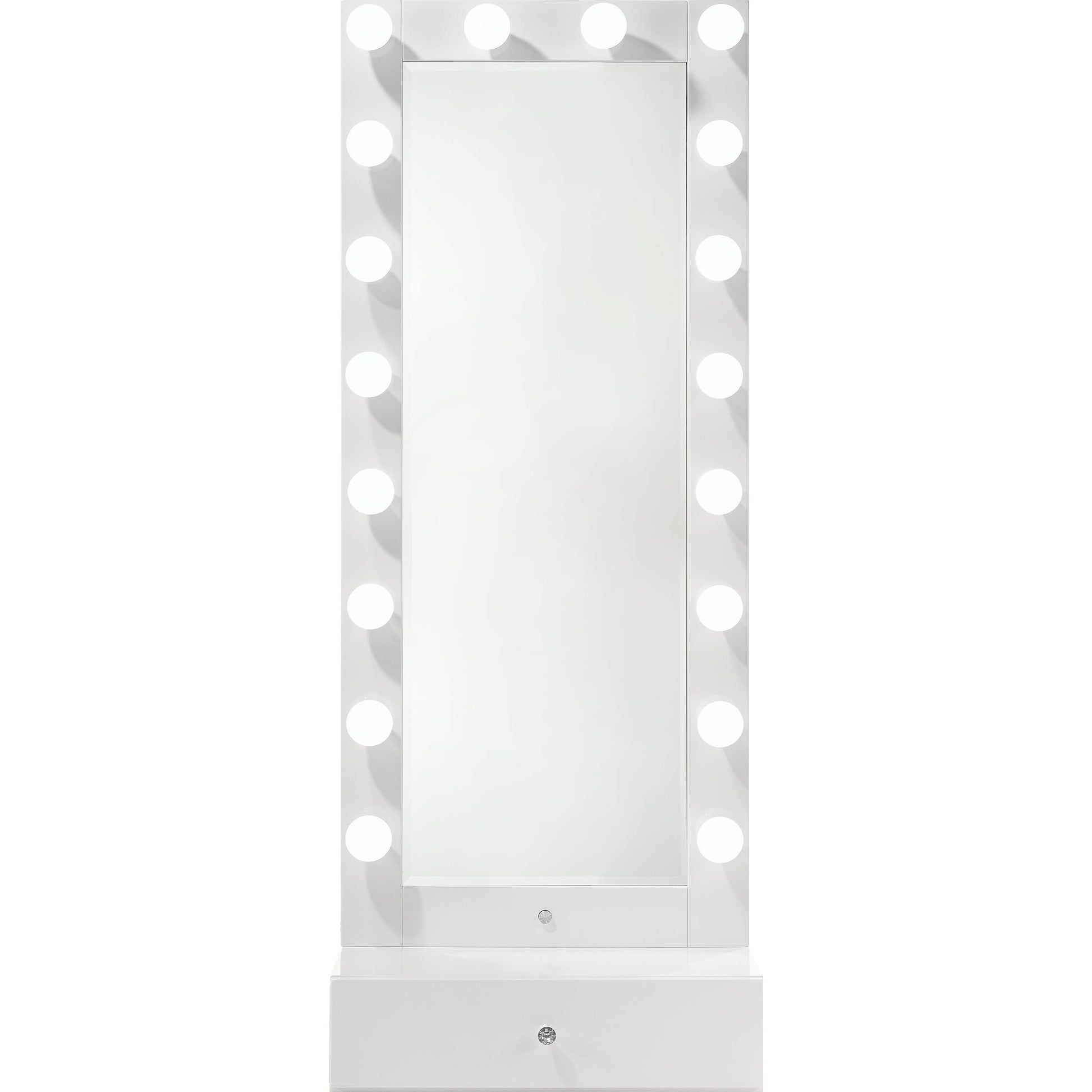  Crown Mark Luxo B4852WH-DB-SET Tall Lighted Vanity with Drawer - White IMAGE 2