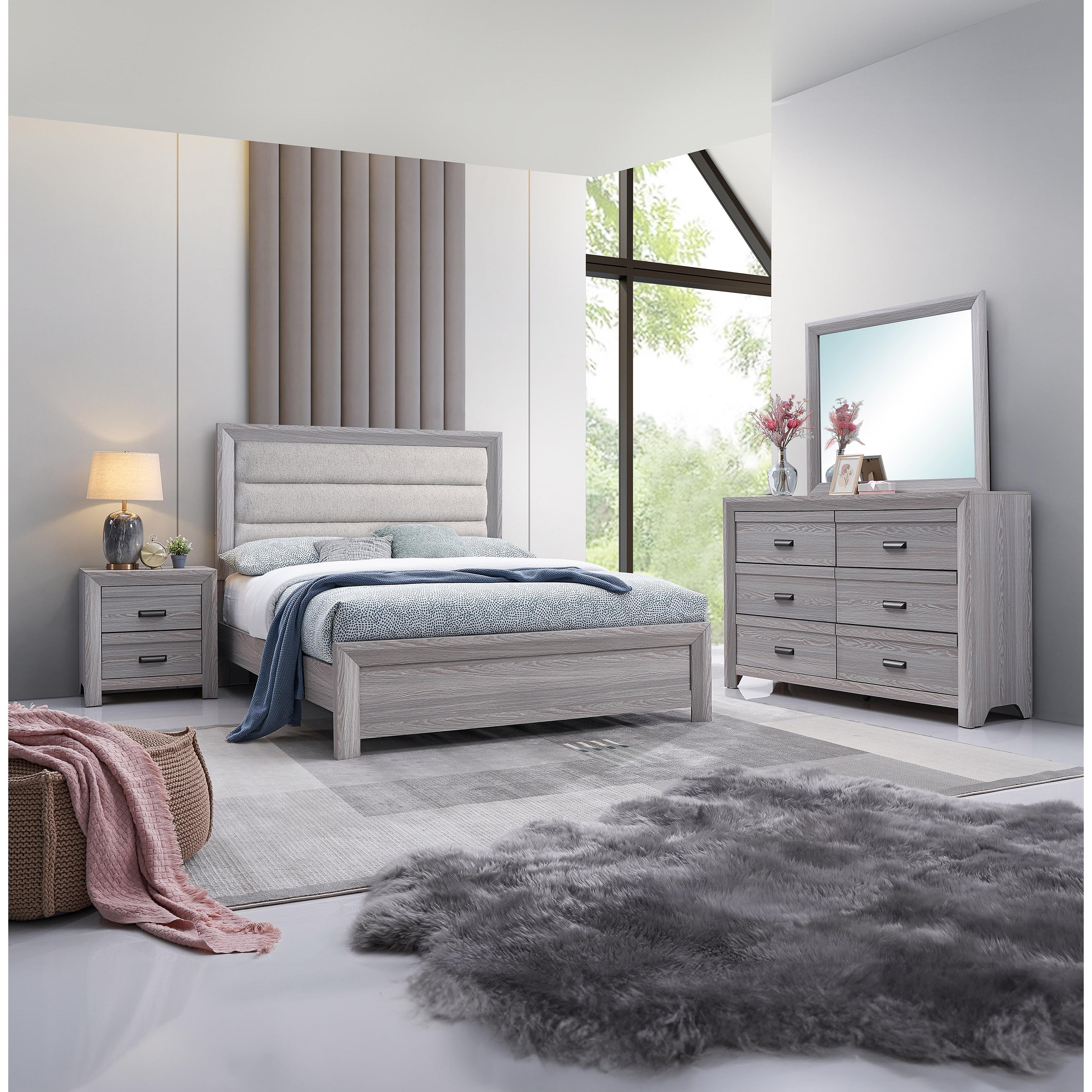  Size_Queen  -- Adelaide B6712-Q Queen Upholstered Bed - Driftwood IMAGE 3