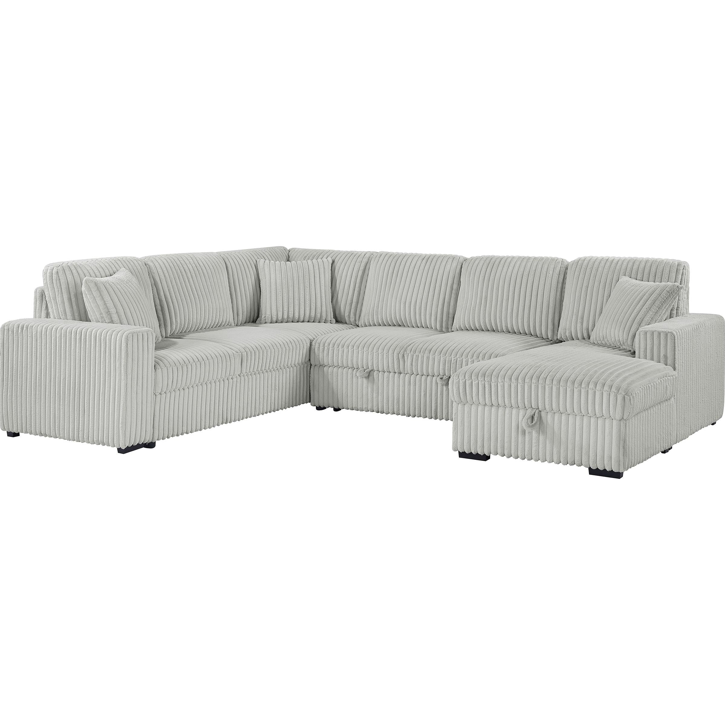  Coaster Furniture Devonshire 501208 Sleeper Sectional Sofa Storage Chaise - Grey IMAGE 1