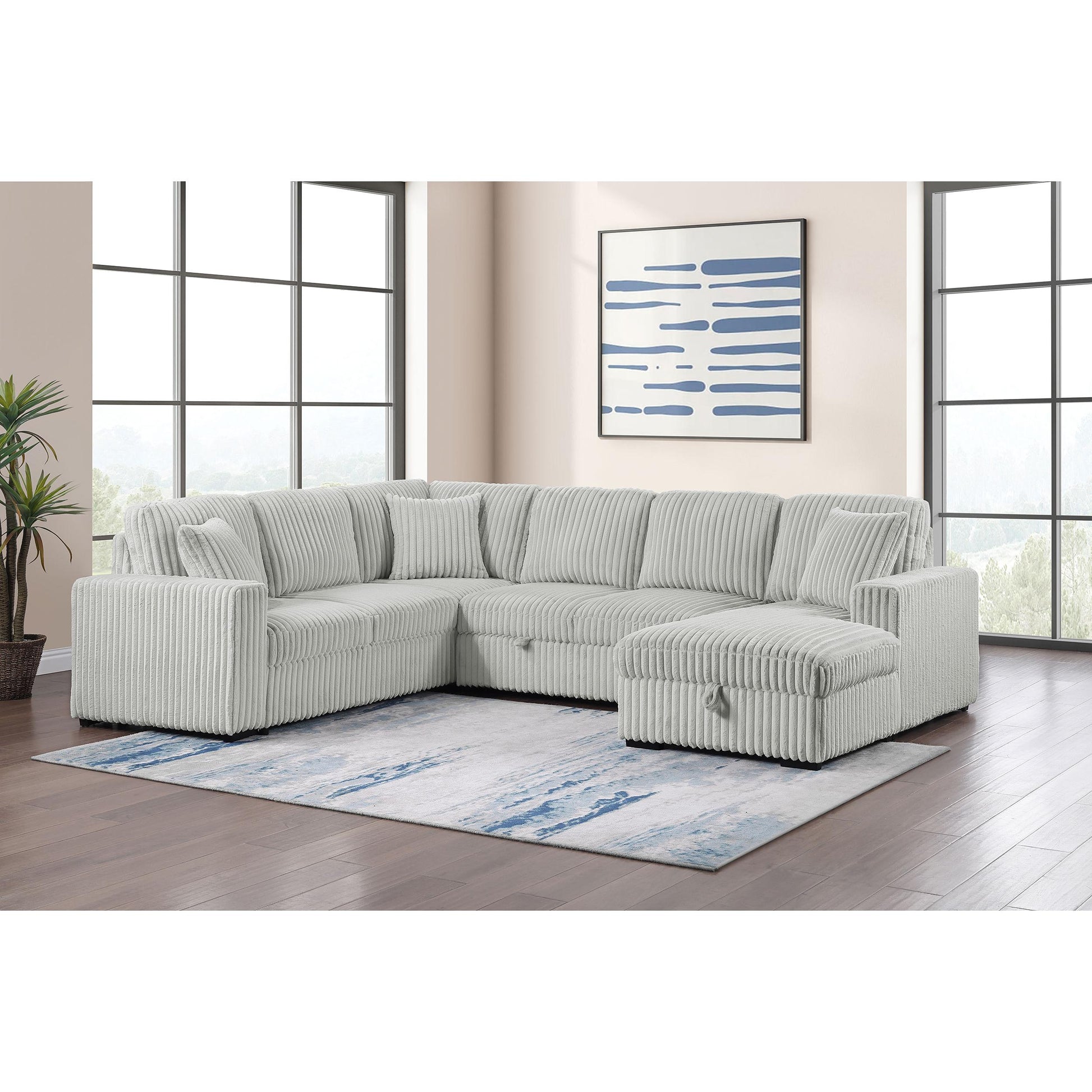  Coaster Furniture Devonshire 501208 Sleeper Sectional Sofa Storage Chaise - Grey IMAGE 12