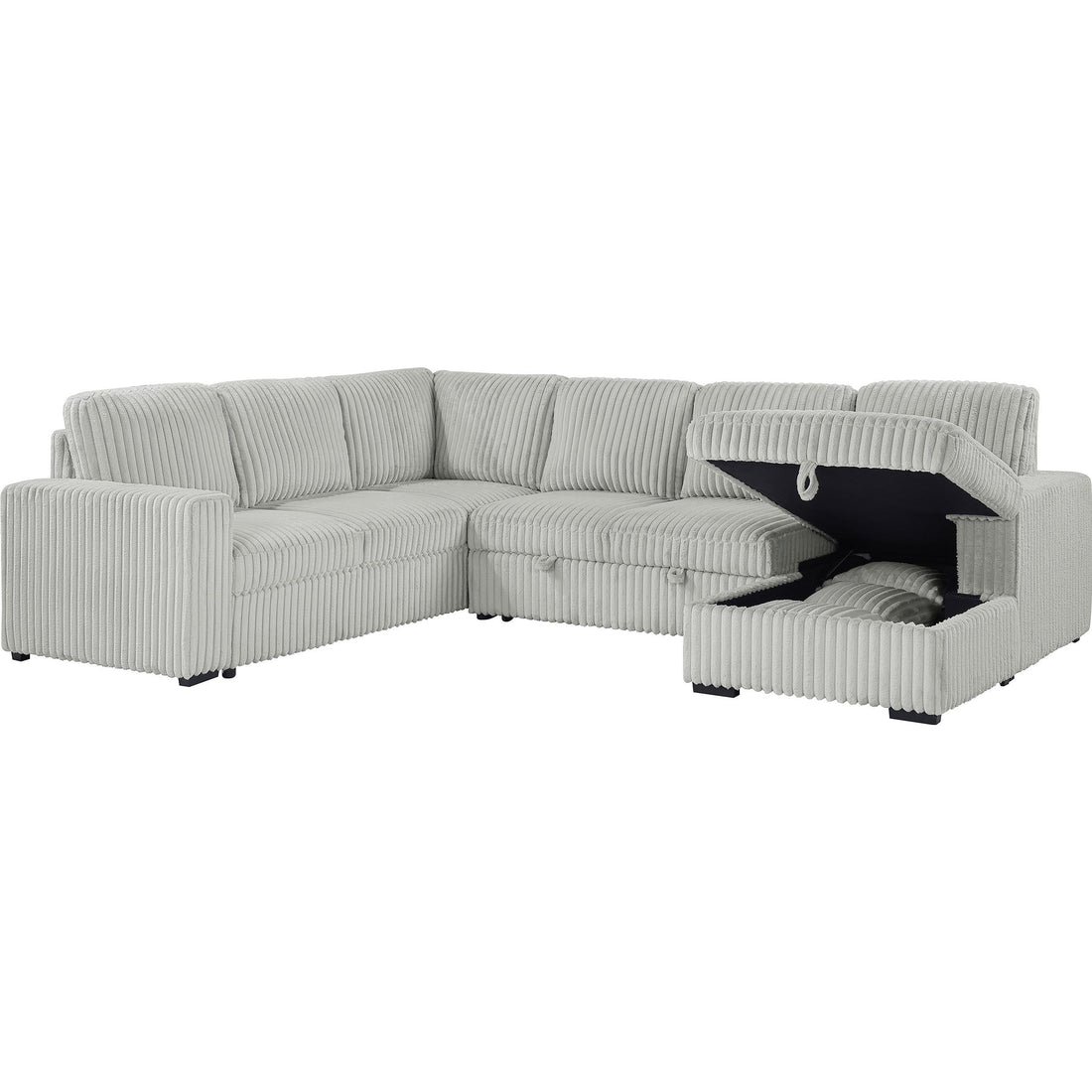  Coaster Furniture Devonshire 501208 Sleeper Sectional Sofa Storage Chaise - Grey IMAGE 1