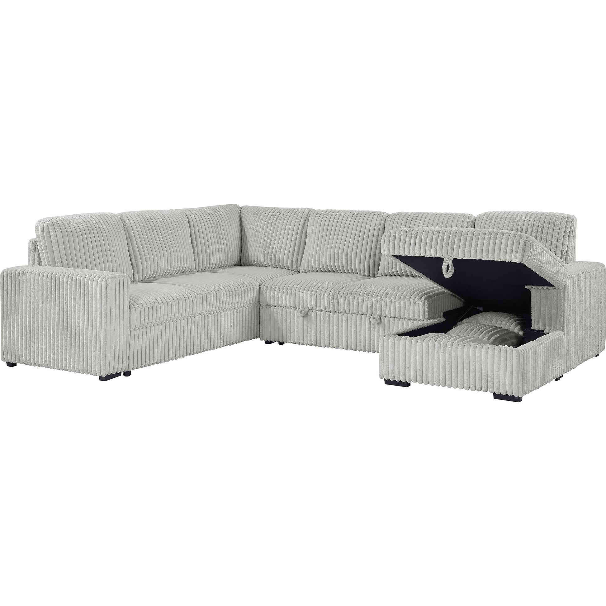  Coaster Furniture Devonshire 501208 Sleeper Sectional Sofa Storage Chaise - Grey IMAGE 2