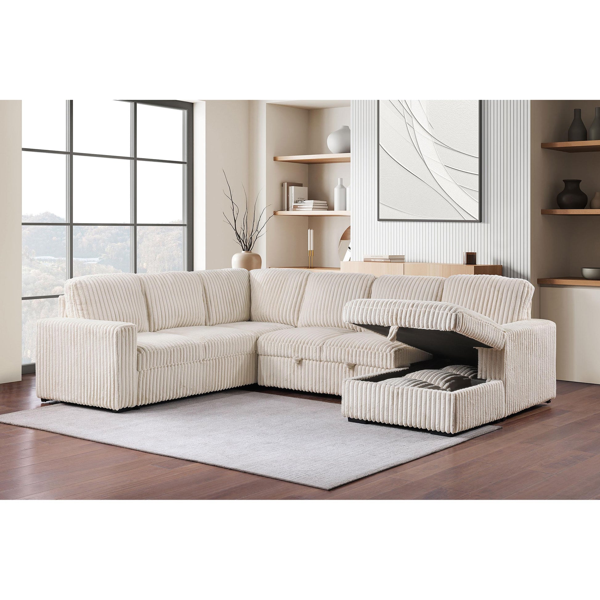  Coaster Furniture Devonshire 501205 Sleeper Sectional Sofa Storage Chaise - Camel IMAGE 13