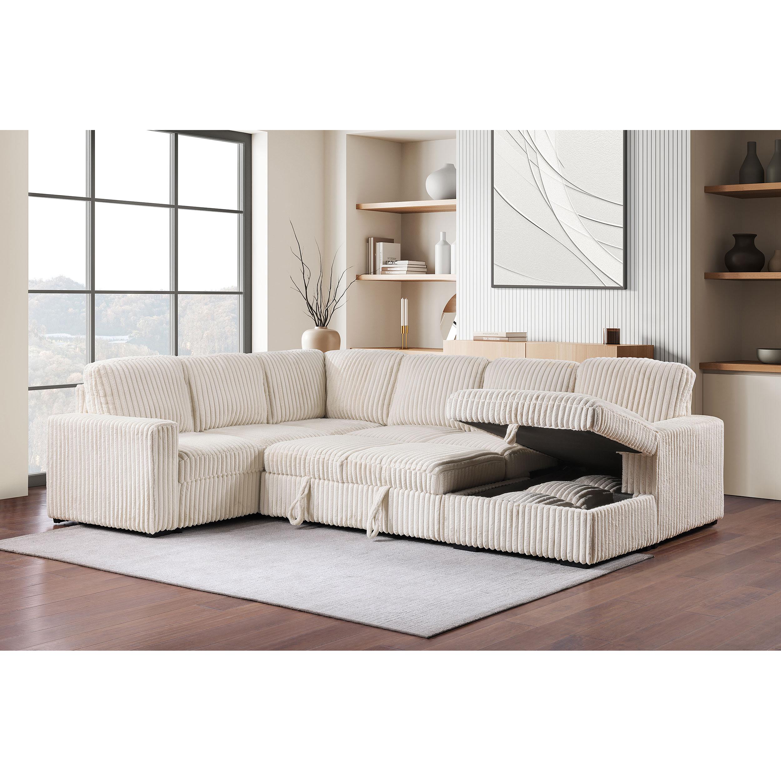  Coaster Furniture Devonshire 501205 Sleeper Sectional Sofa Storage Chaise - Camel IMAGE 15