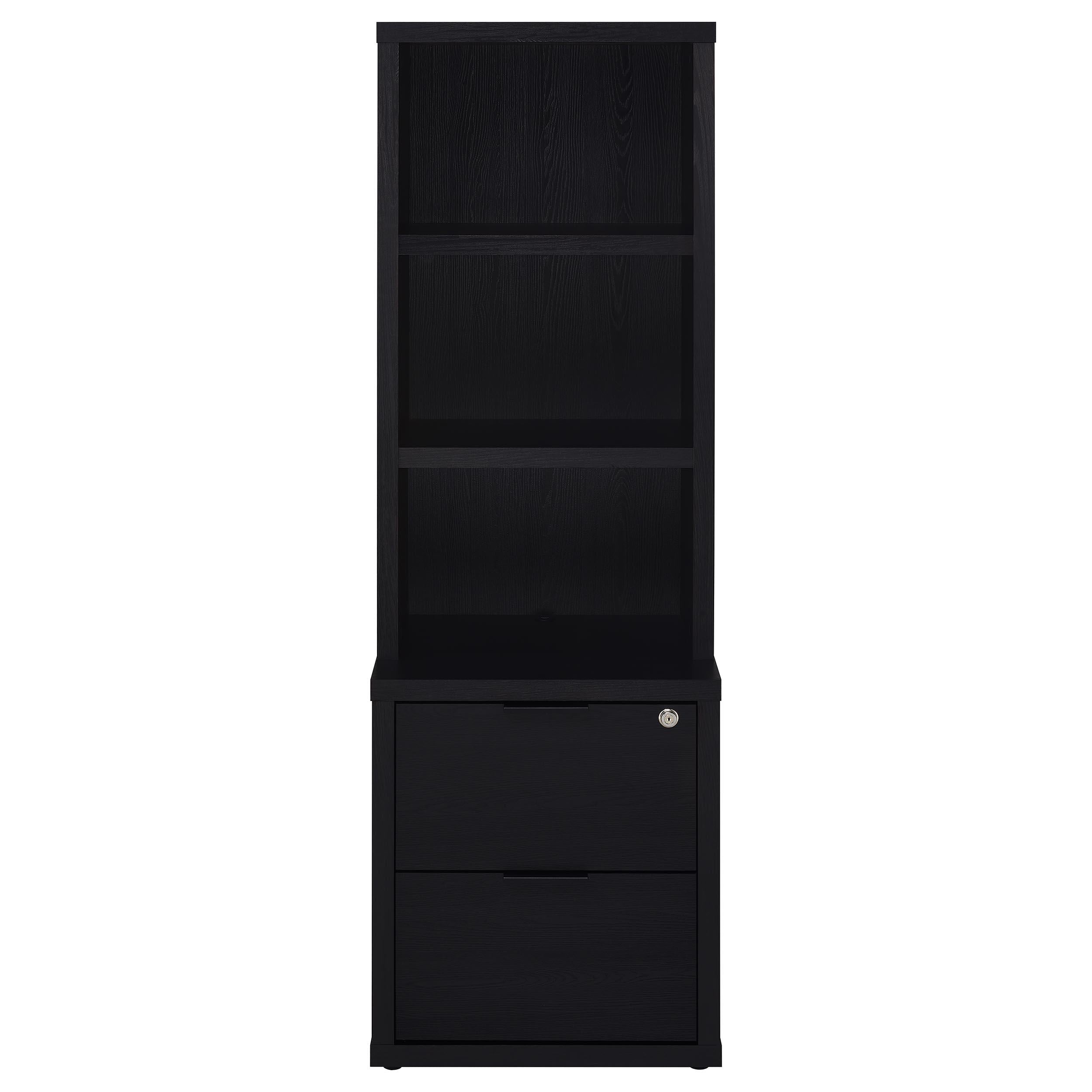  Coaster Furniture Westpark 802703 3-shelf Bookcase USB and Lockable Drawer - Black IMAGE 4