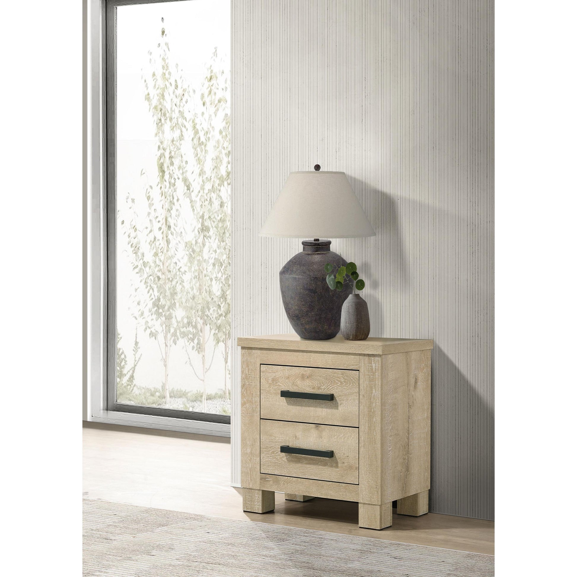  Coaster Furniture Oakglen 225102 2-drawer Nightstand Bedside Table - Weathered Oak IMAGE 2