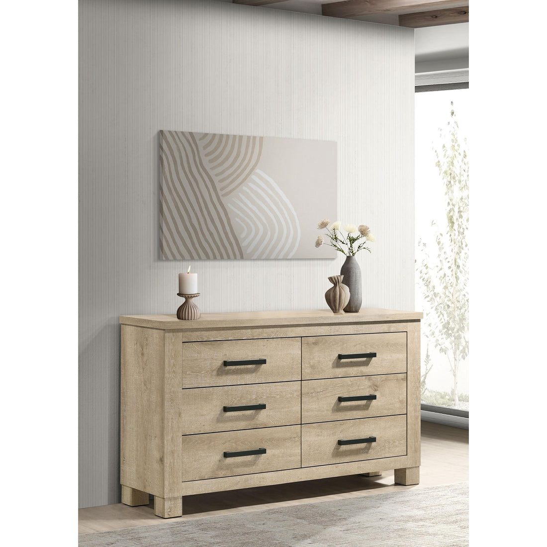 Coaster Furniture Oakglen 225103 6-drawer Dresser - Weathered Oak IMAGE 1