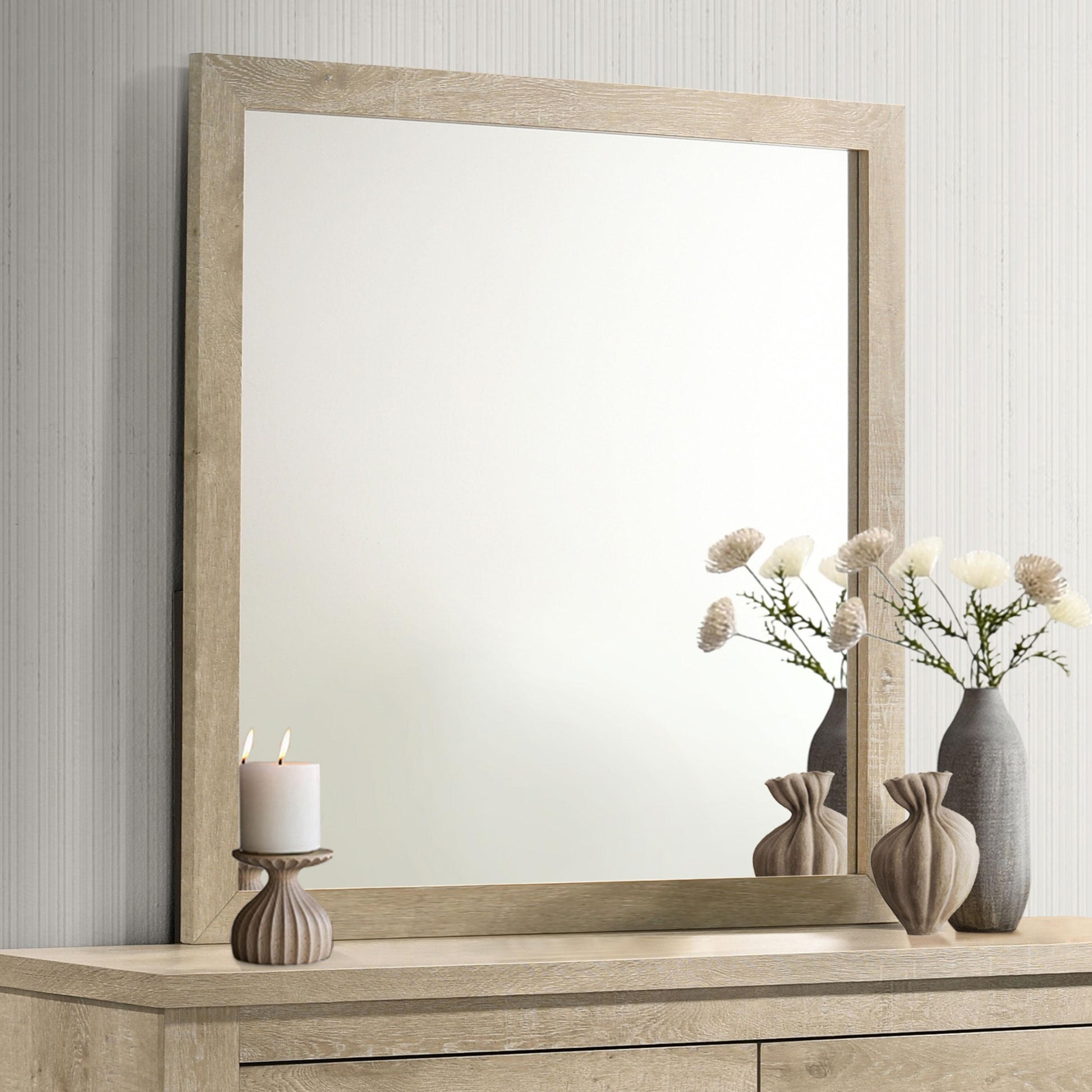  Coaster Furniture Oakglen 225104 Dresser Mirror - Weathered Oak IMAGE 2