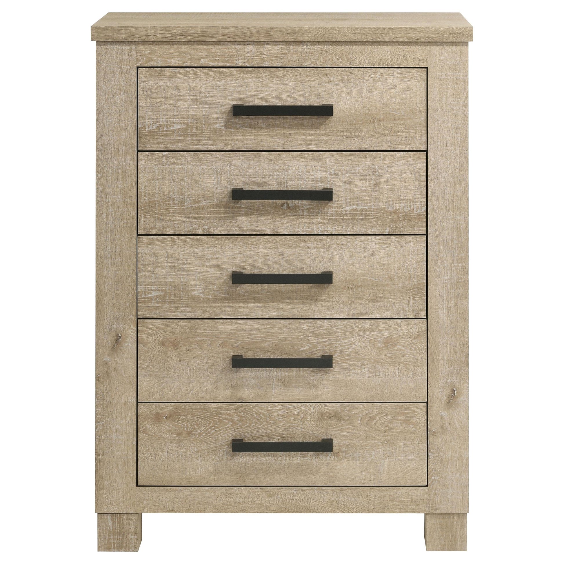  Coaster Furniture Oakglen 225105 5-drawer Chest - Weathered Oak IMAGE 3