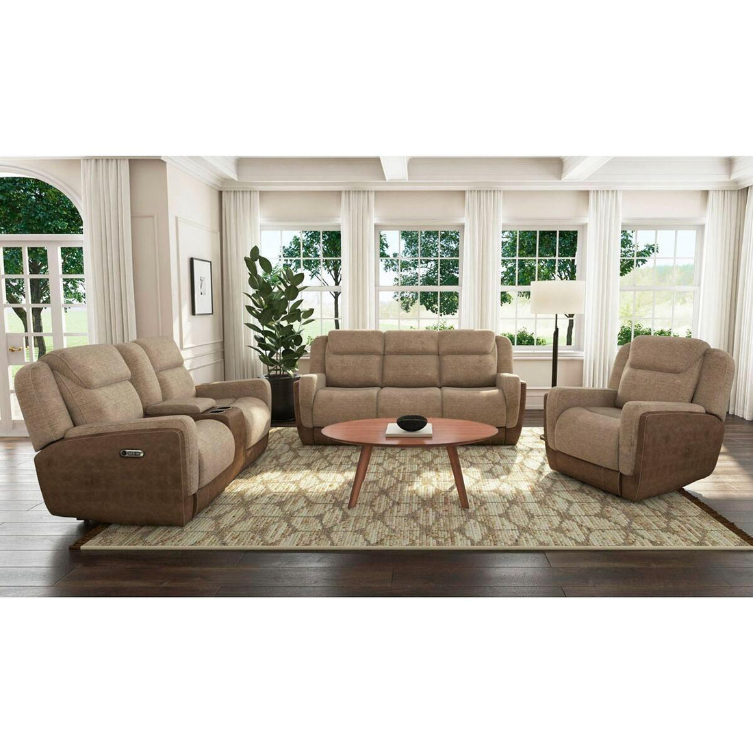  Elements International Hornet Reclining Sofa - Rancho Beige IMAGE 1
