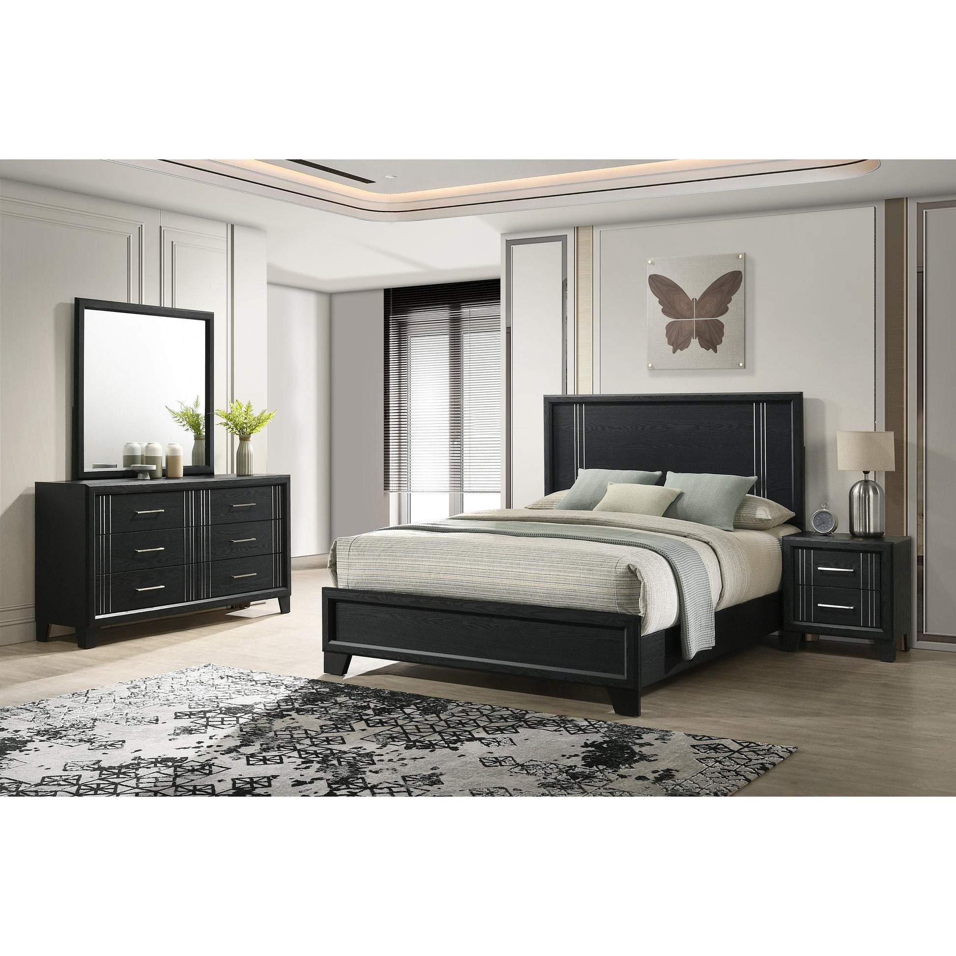  Size_Full  -- Charlie B9235-F Full Bed - Charcoal IMAGE 4