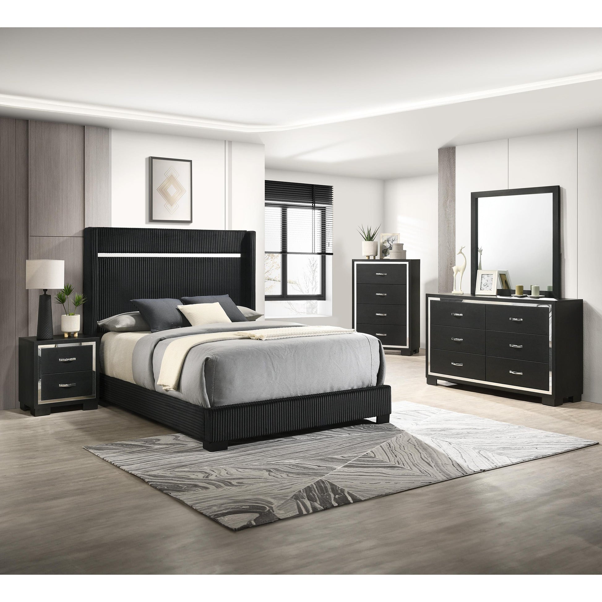  Size_King  -- Crown Mark Gennro Panel Bed IMAGE 3
