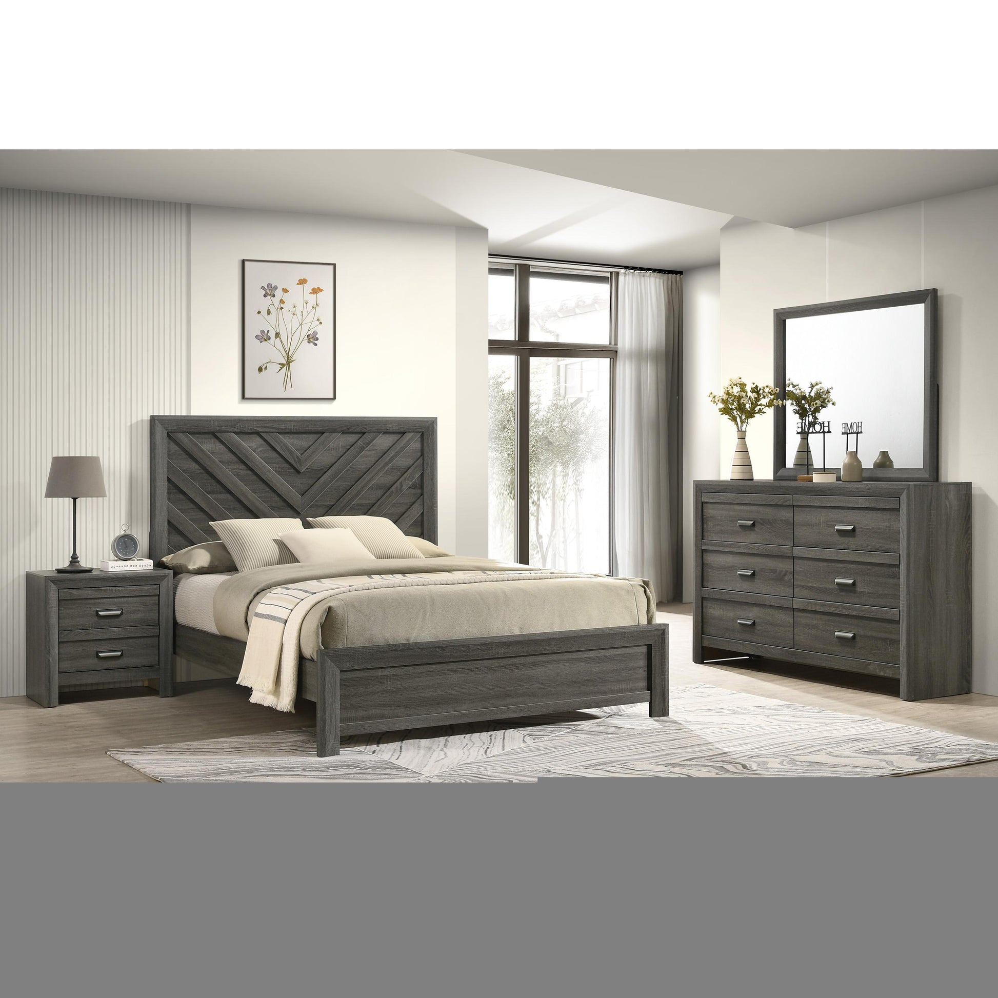  Size_Queen  -- Valor B9335-Q Queen Bed - Grey IMAGE 4