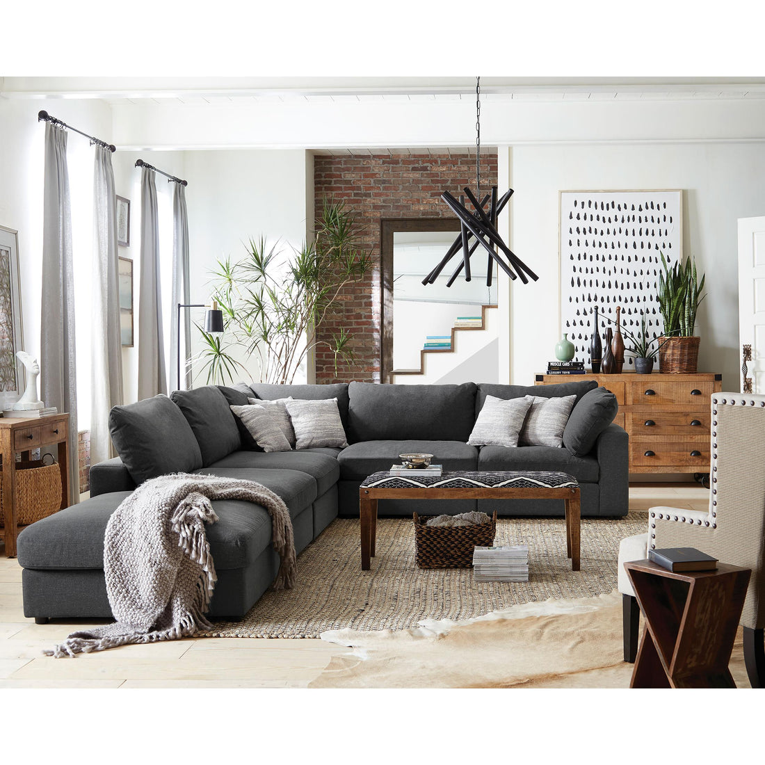  Coaster Furniture Serene 551324-SET 6 pc Upholstered Modular Sectional - Charcoal IMAGE 1