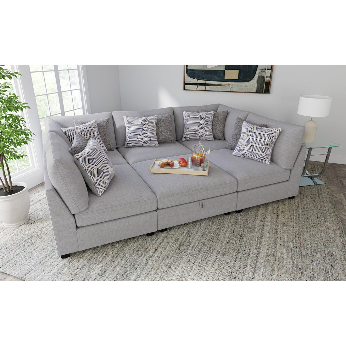  Coaster Furniture Cambria 551511-S6A 6 pc Upholstered Modular Sectional - Grey IMAGE 1