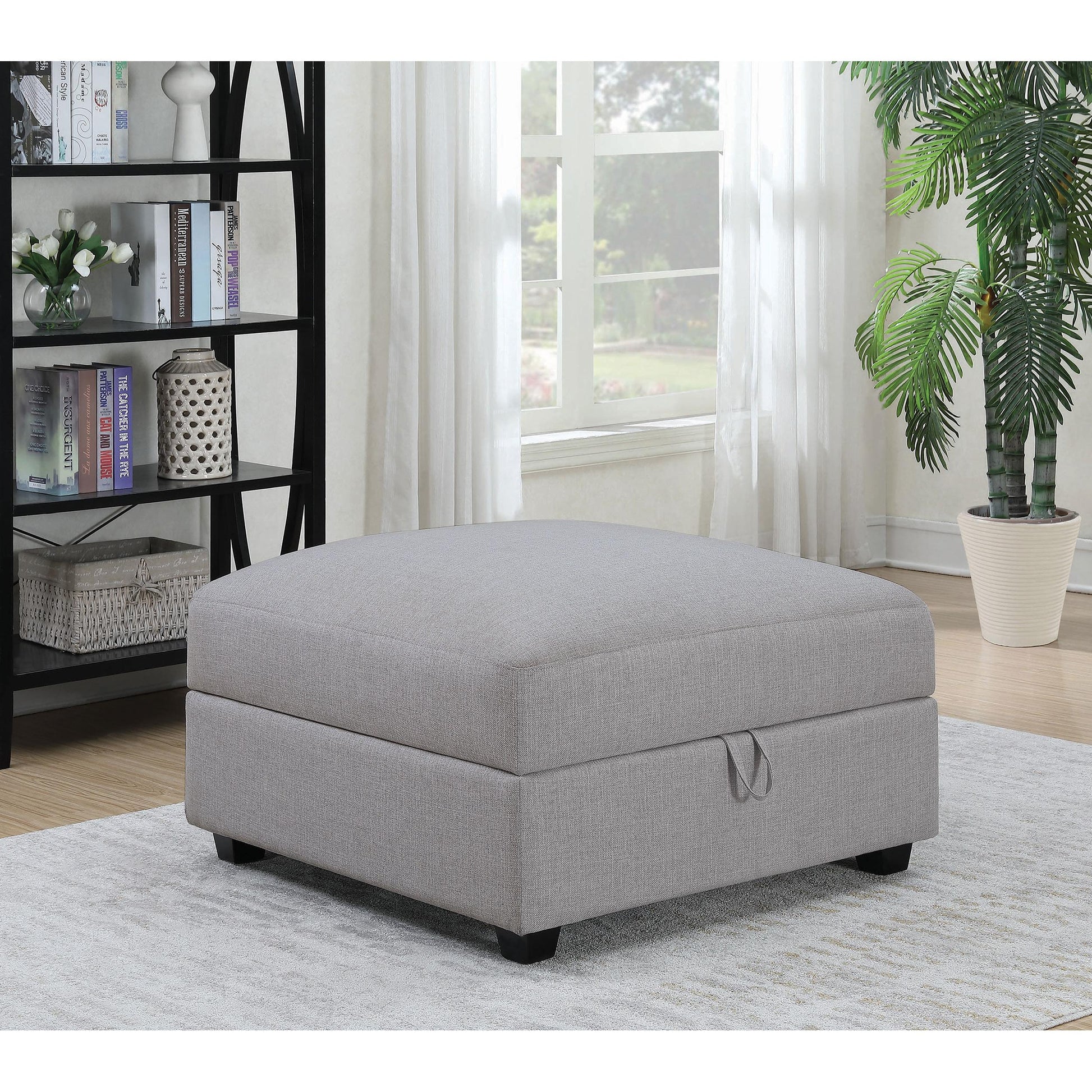  Coaster Furniture Cambria 551513 Square Upholstered Storage Ottoman - Grey IMAGE 2