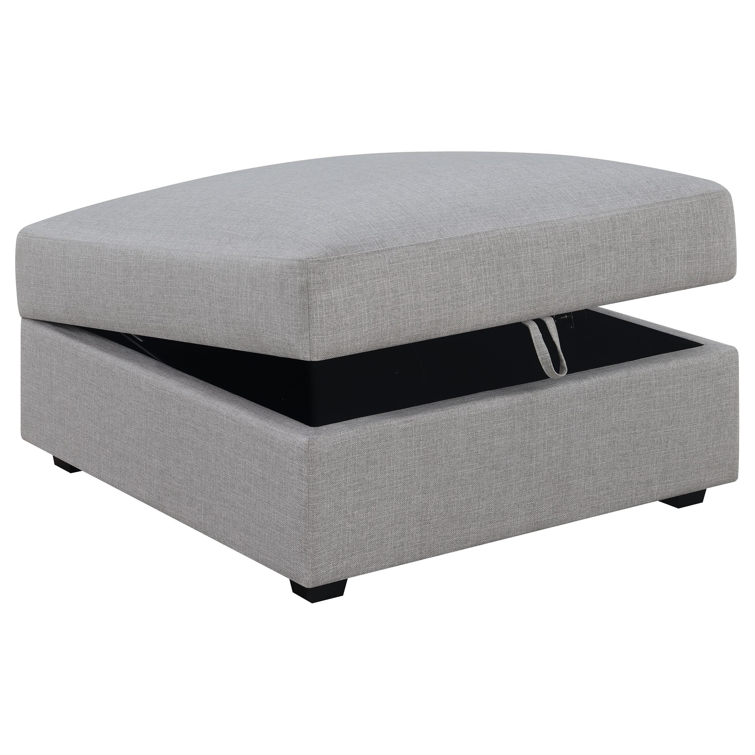  Coaster Furniture Cambria 551513 Square Upholstered Storage Ottoman - Grey IMAGE 3