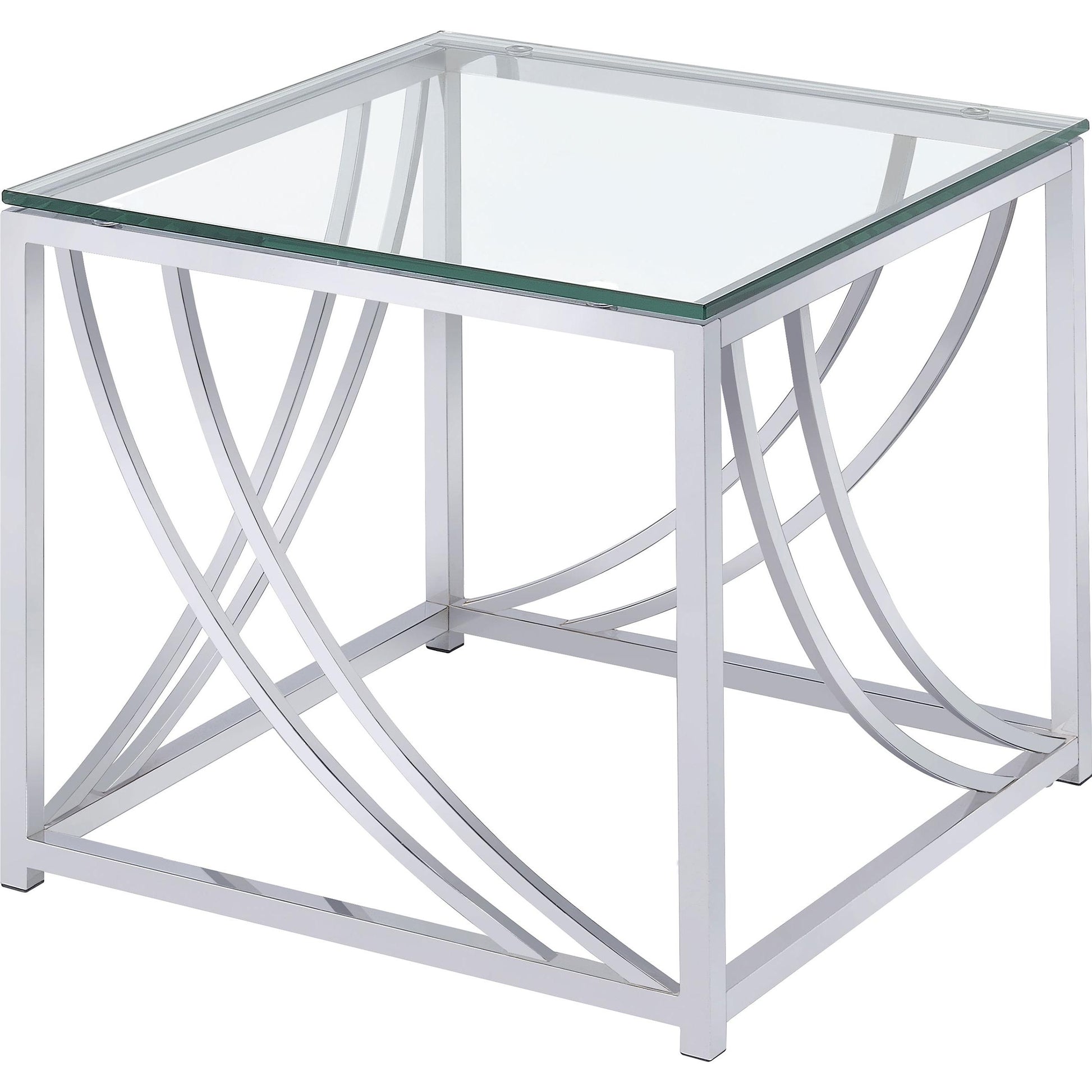  Coaster Furniture Lille 720498-S3 3-piece Glass Top Coffee And End Table Set - Chrome IMAGE 3