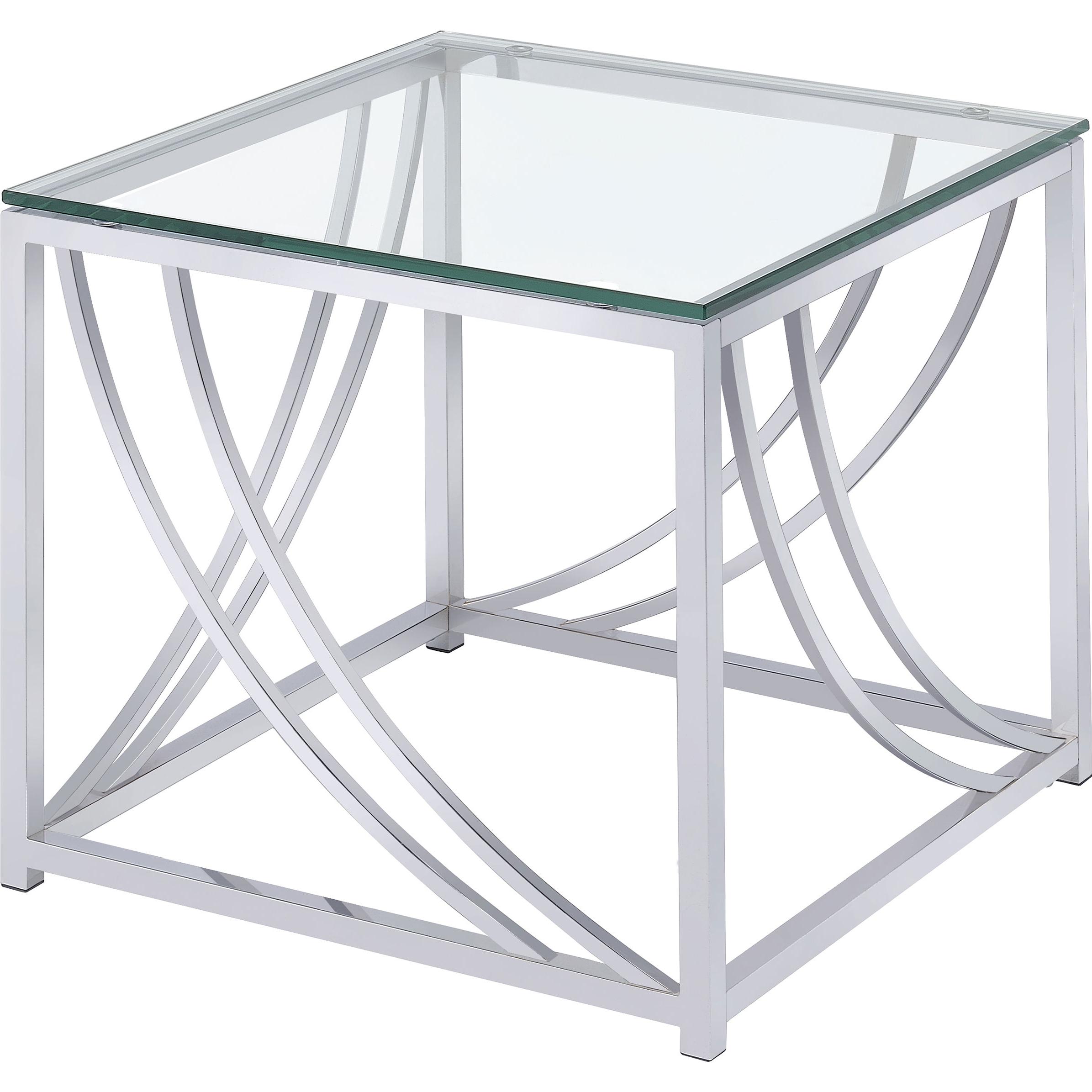  Coaster Furniture Lille 720498-S3 3-piece Glass Top Coffee And End Table Set - Chrome IMAGE 3
