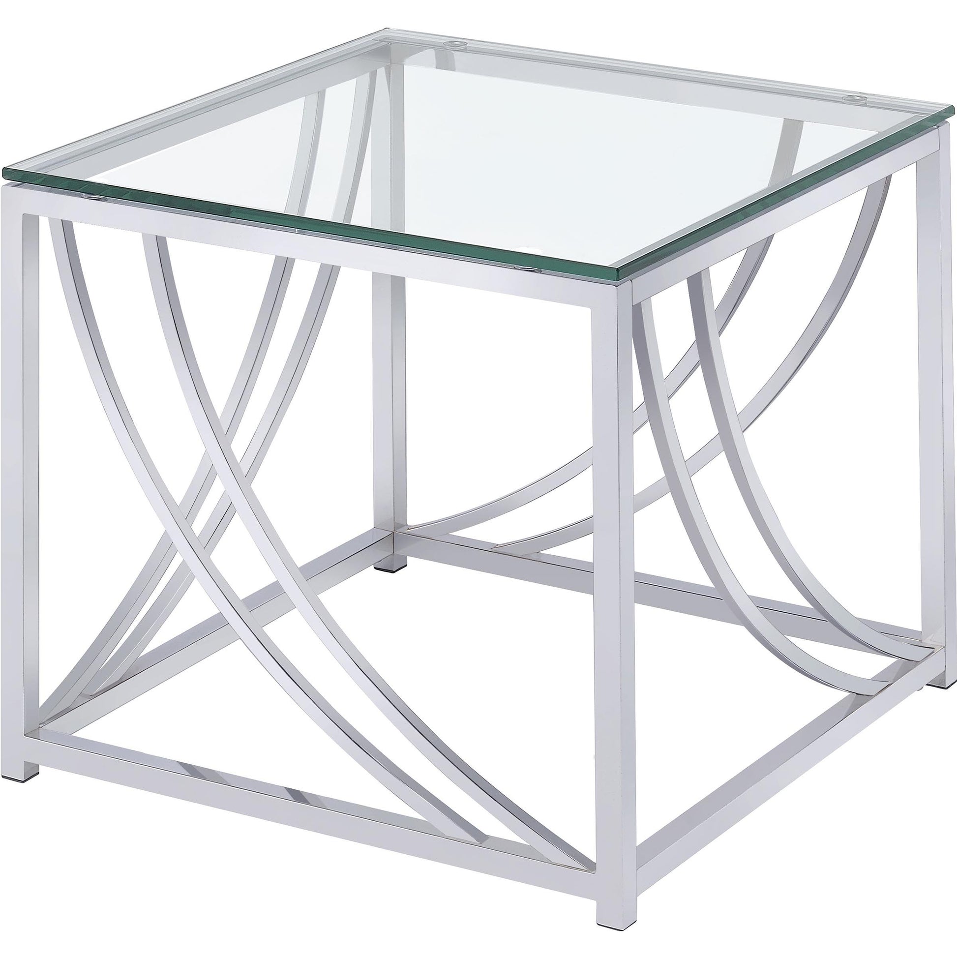  Coaster Furniture Lille 720498-S2 2-piece Glass Top Coffee And End Table Set - Chrome IMAGE 3