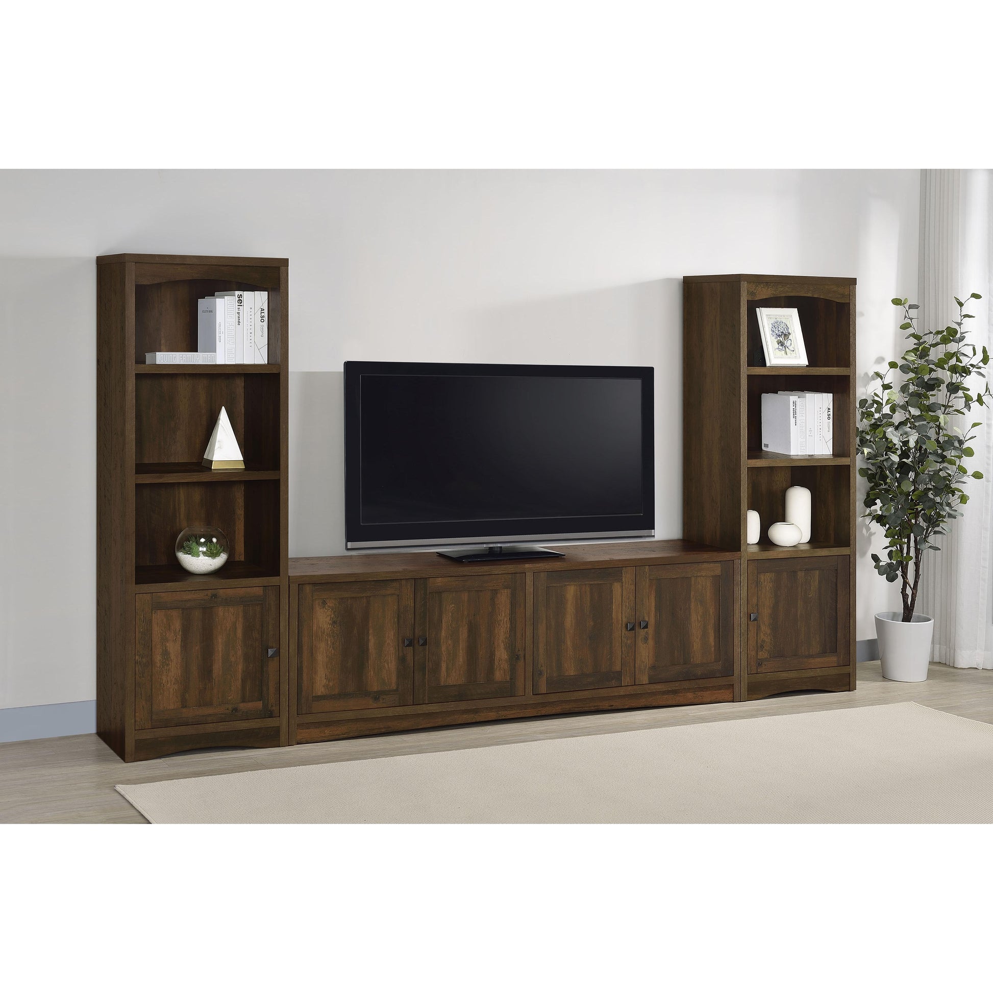  Coaster Furniture Laughlin 724123-SET 3-piece Entertainment Center TV Stand - Dark Pine IMAGE 1