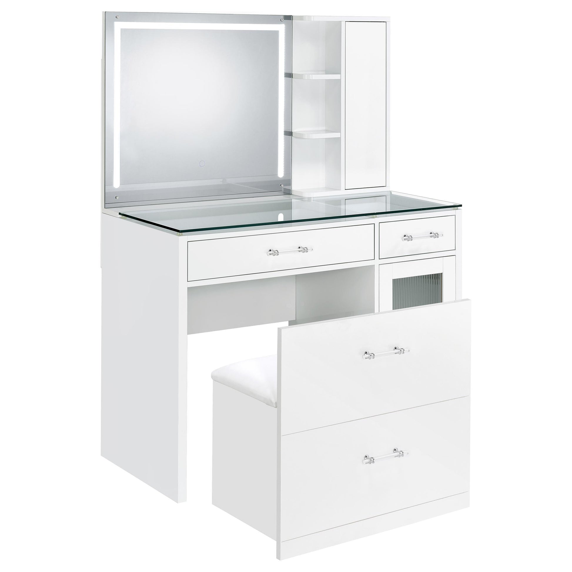  Coaster Furniture Flora 930218 2-drawer Vanity Set with LED Mirror - White High Gloss IMAGE 5