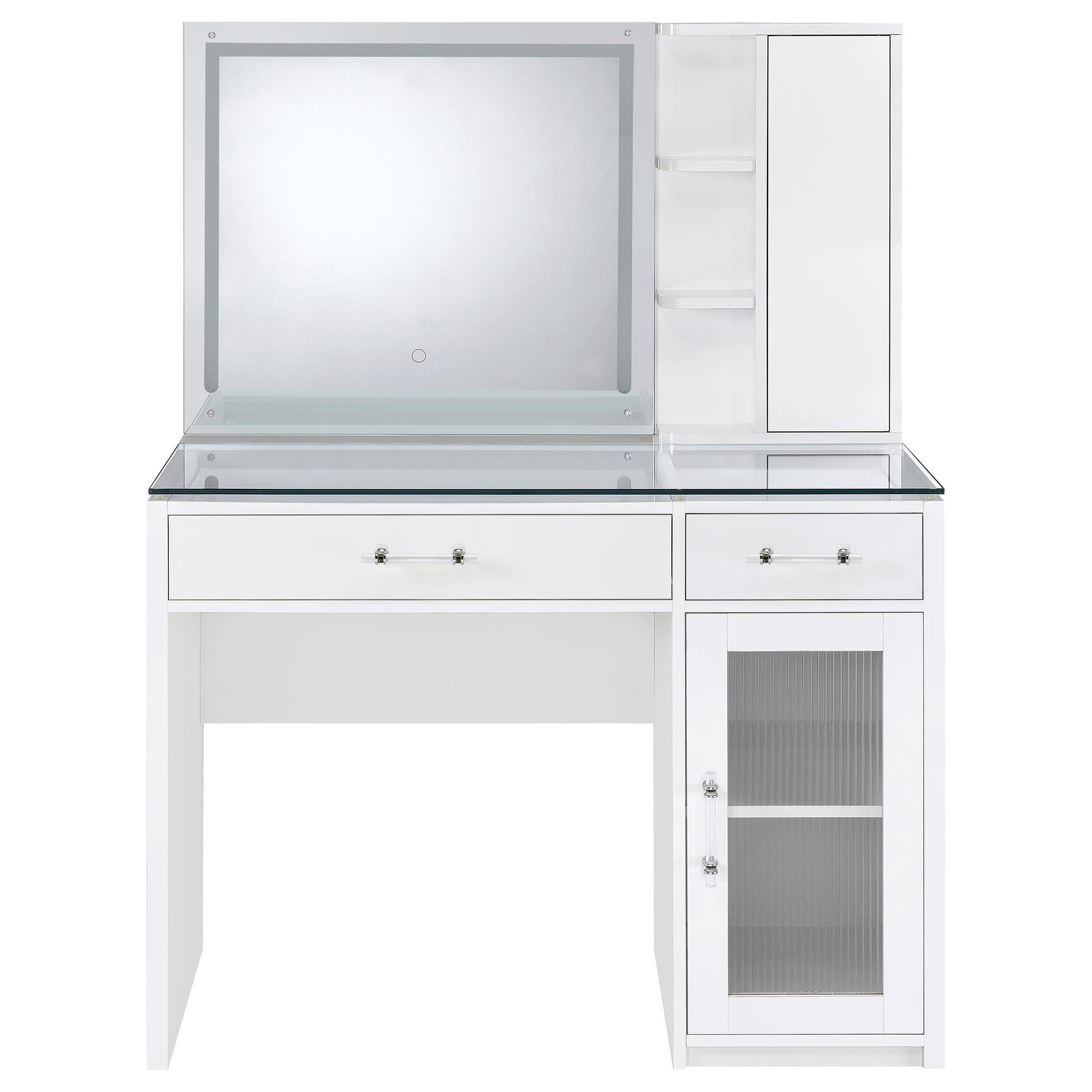  Coaster Furniture Flora 930218 2-drawer Vanity Set with LED Mirror - White High Gloss IMAGE 9