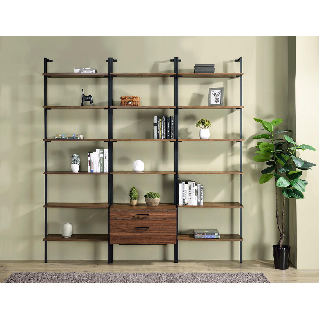  Coaster Furniture Owens 980074-S3 3-piece 96-inch Wall Mounted Bookshelf Set - Walnut IMAGE 1