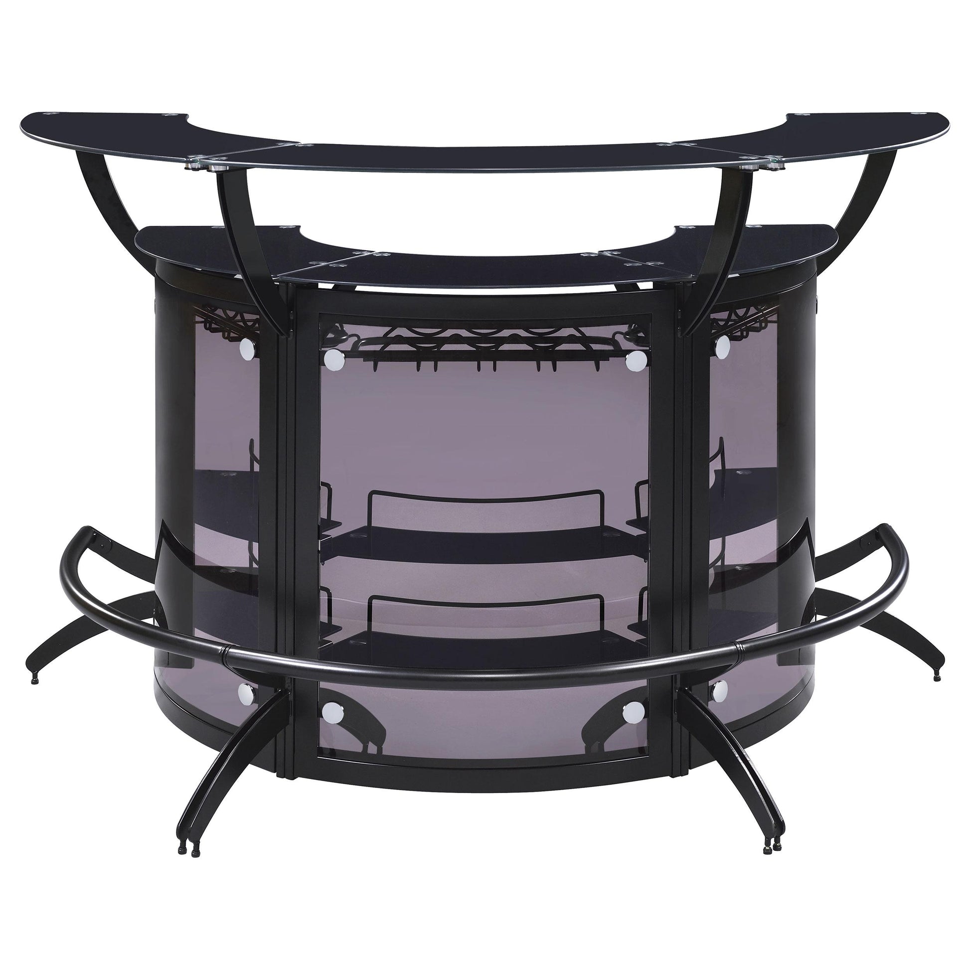  Coaster Furniture Dallas 182135-S3 3-piece Curved Freestanding Home Bar Cabinet - Black IMAGE 4