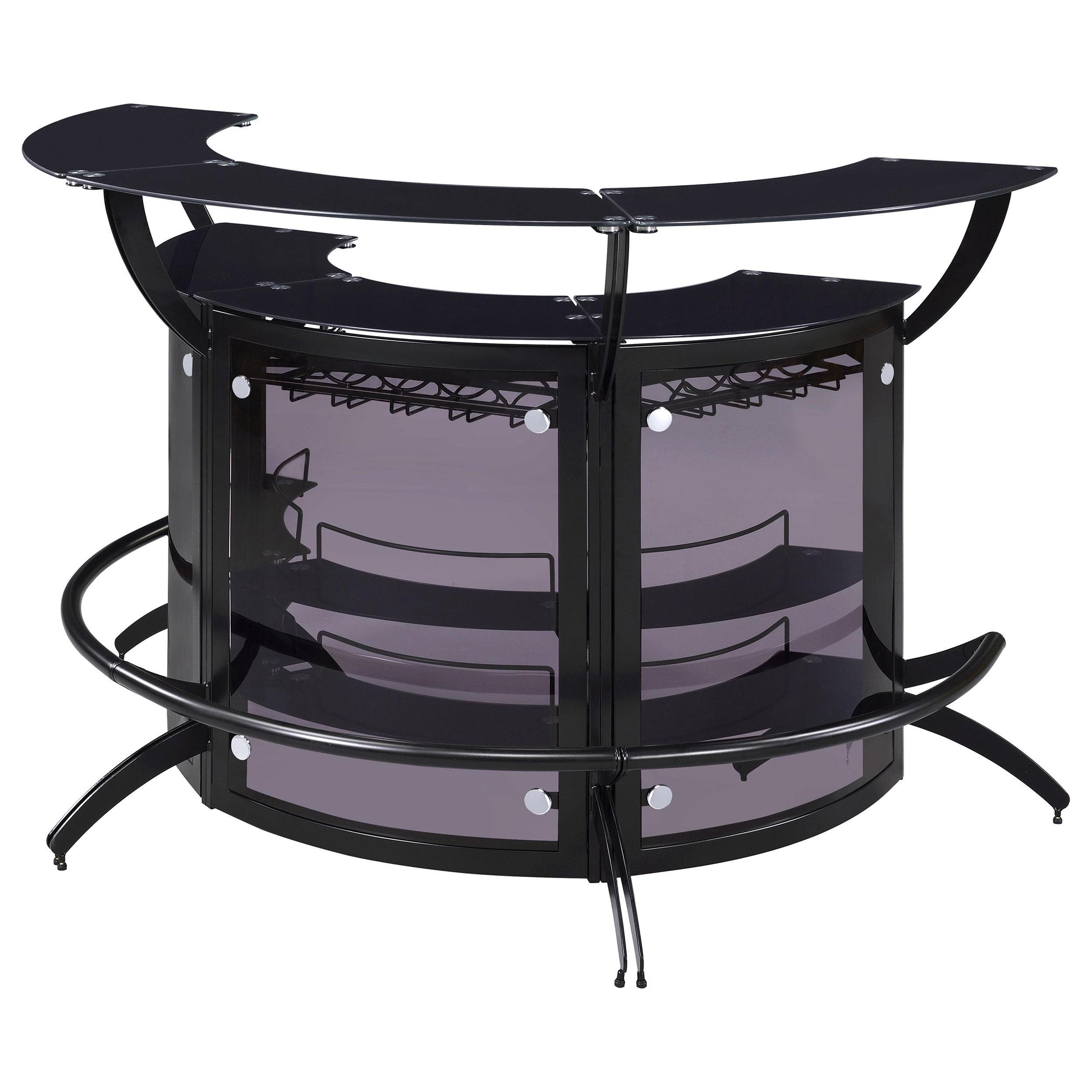  Coaster Furniture Dallas 182135-S3 3-piece Curved Freestanding Home Bar Cabinet - Black IMAGE 5